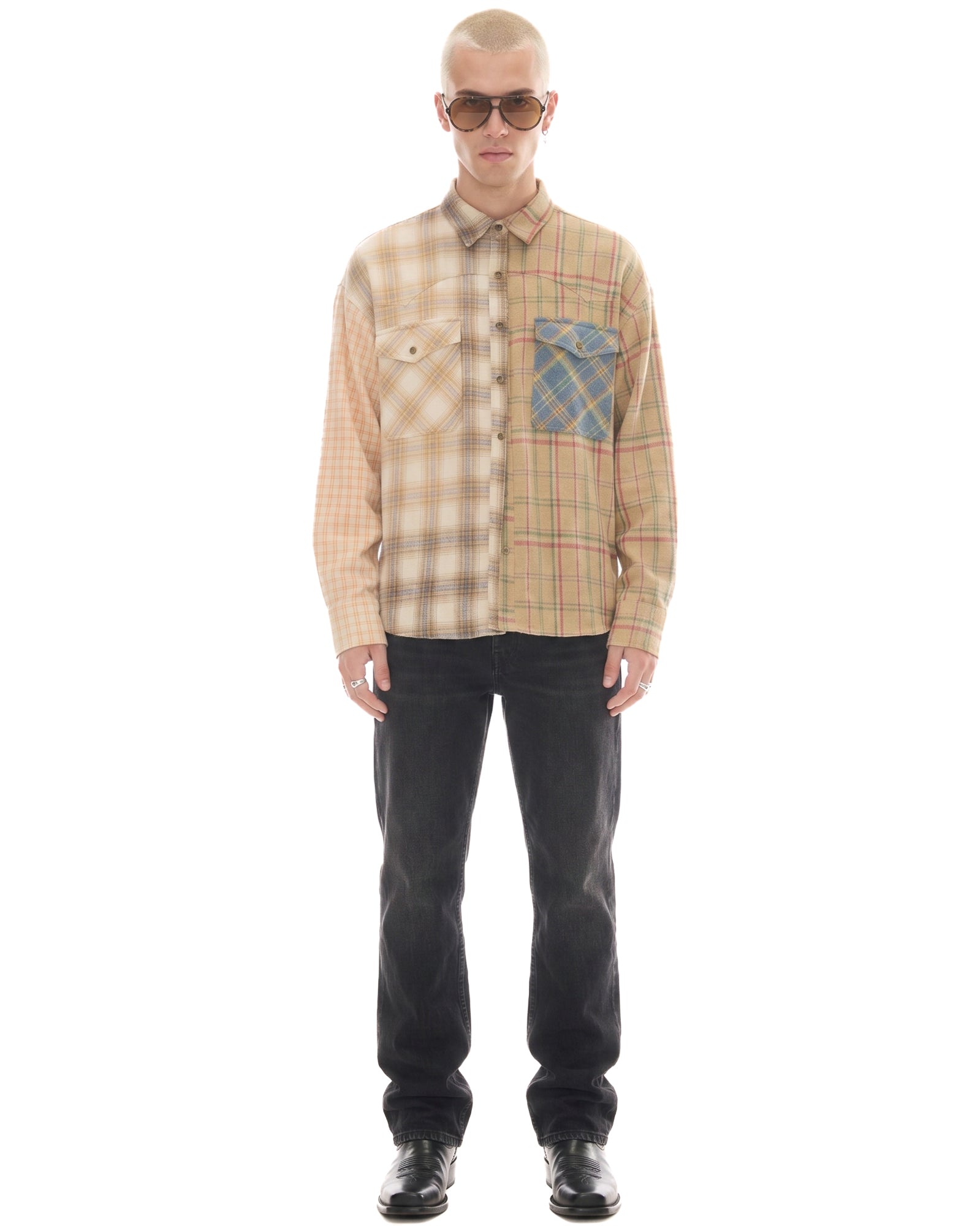 Half n Half Teddy Western Shirt