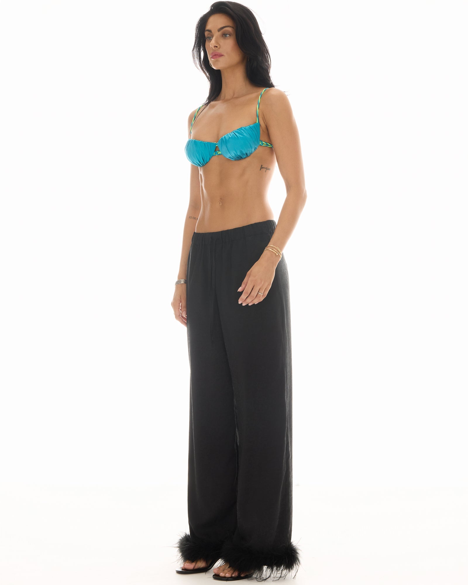 Frida Feather Trim Floral Pants by THE TALES - back view