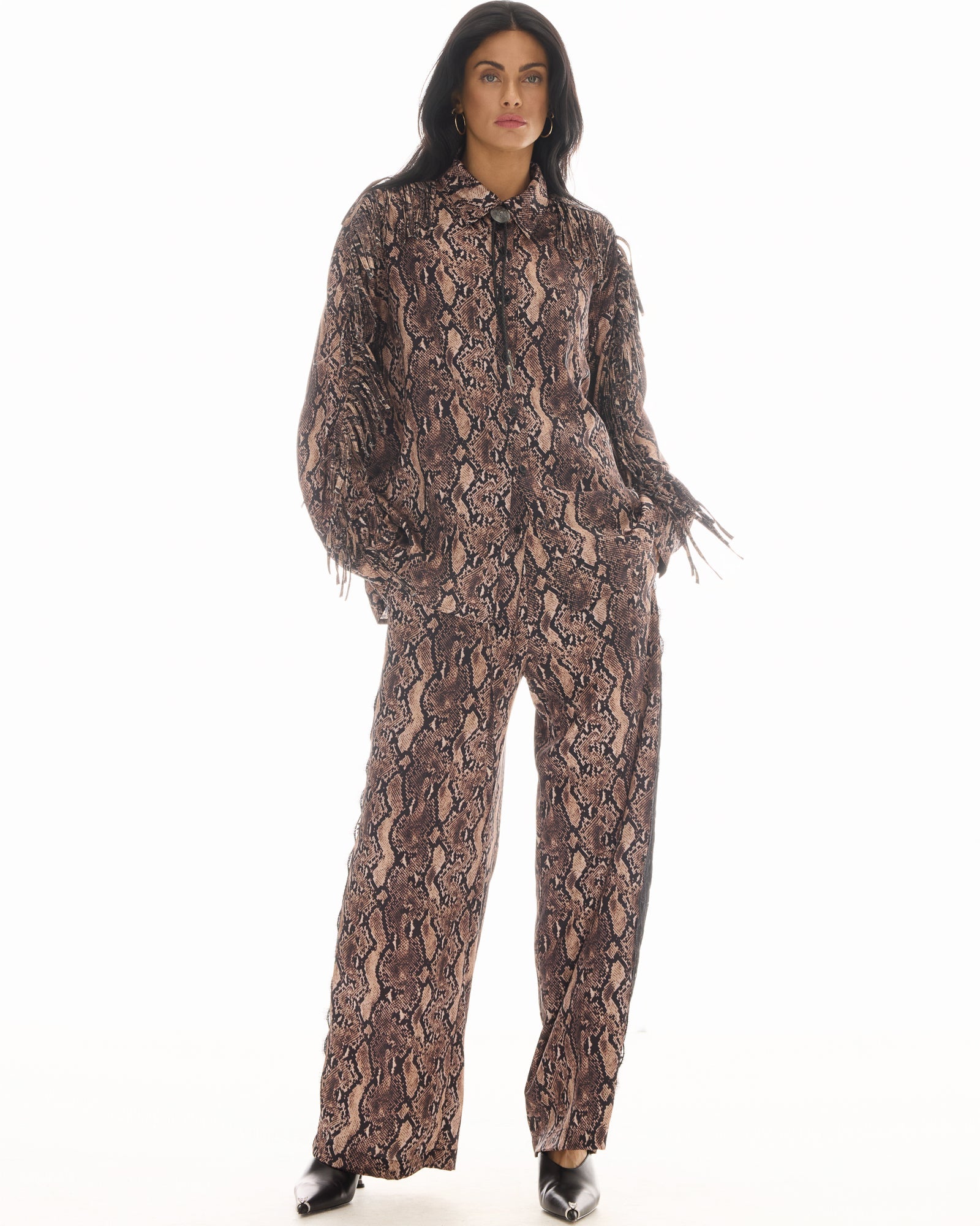 Western Nights Snake Fringed Shirt by THE TALES - back view