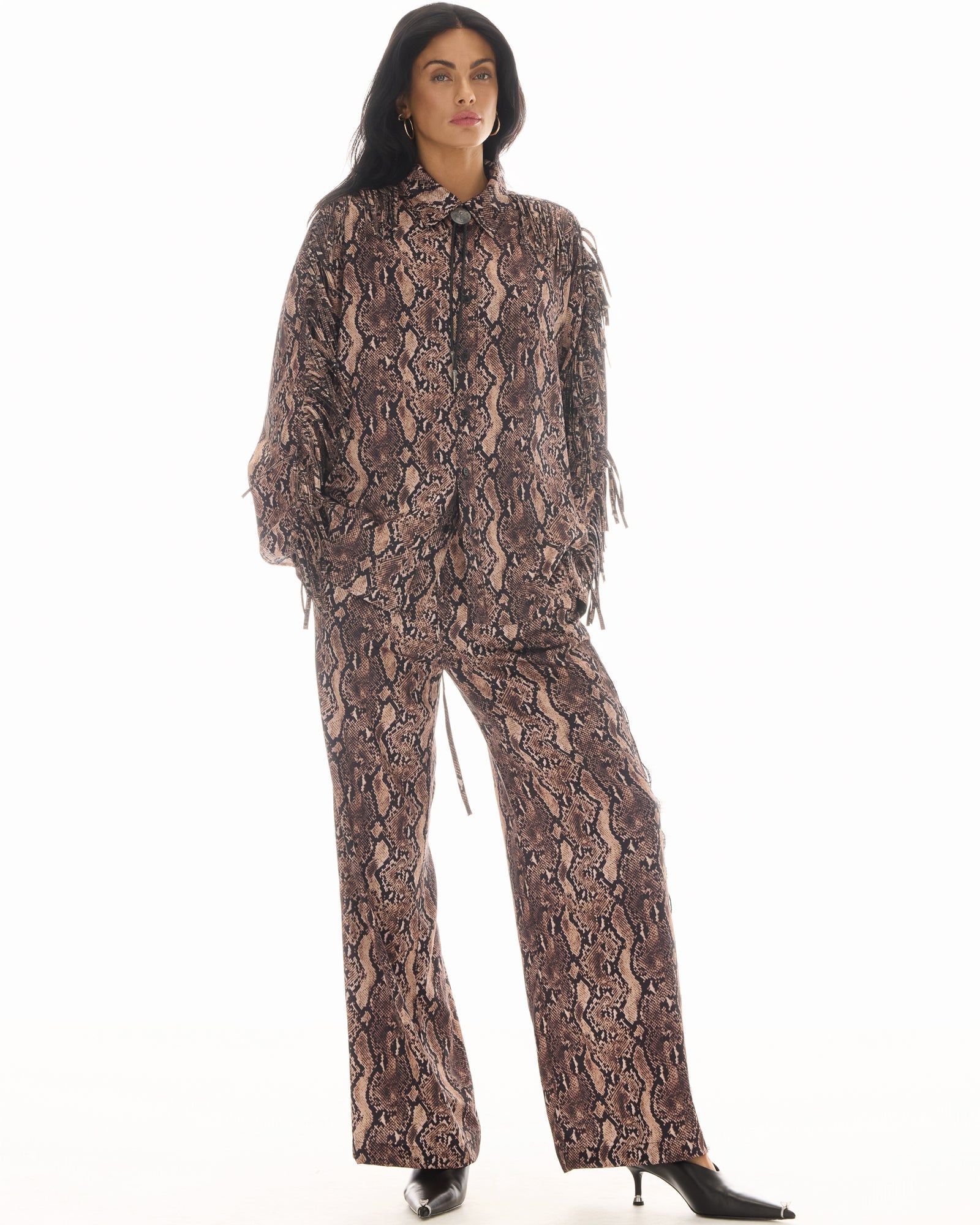 Western Nights Snake Fringed Shirt by THE TALES - detail view