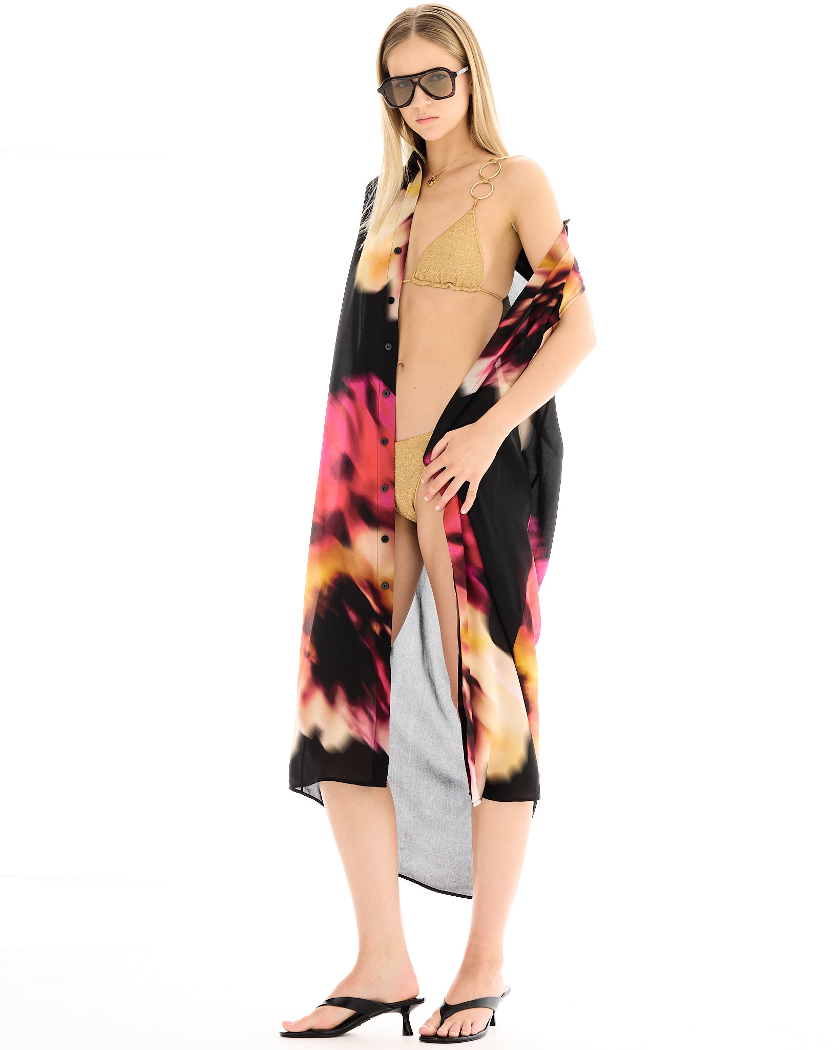Night Flower Silk Marley Shirt Dress