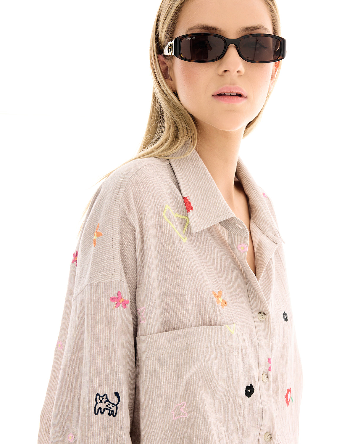 Embroidered Illustrated Linen Shirt