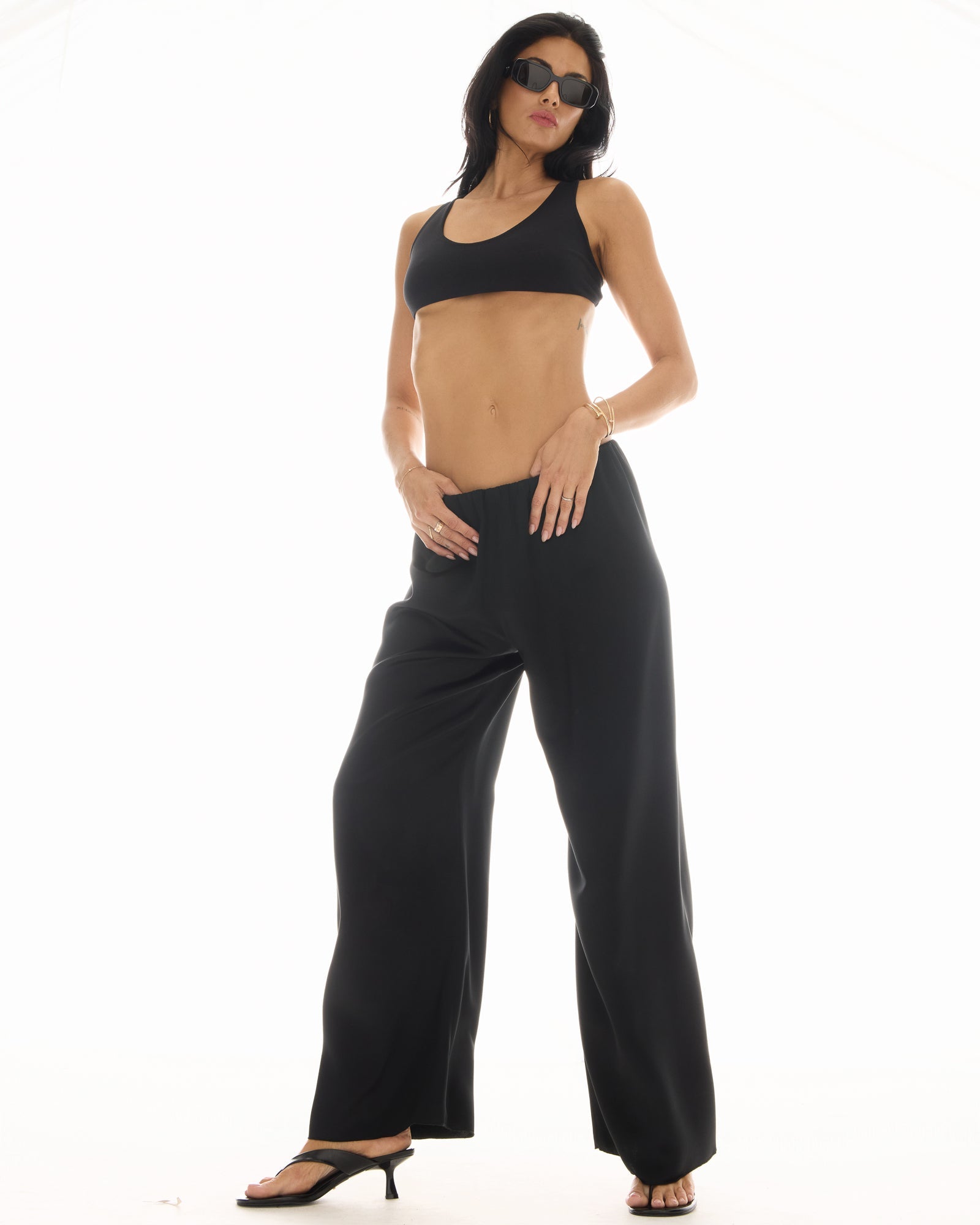 Waterfall Waist Satin Pants by THE TALES - product photo