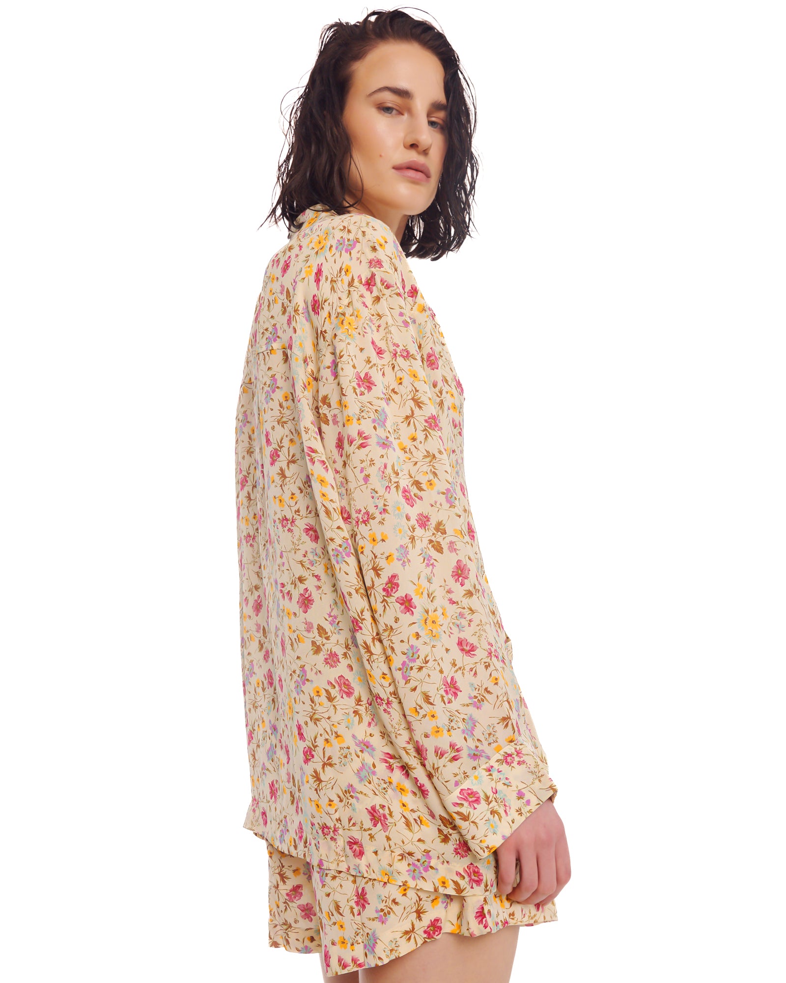 Florence Bloom Crepe Peasant Shirt
