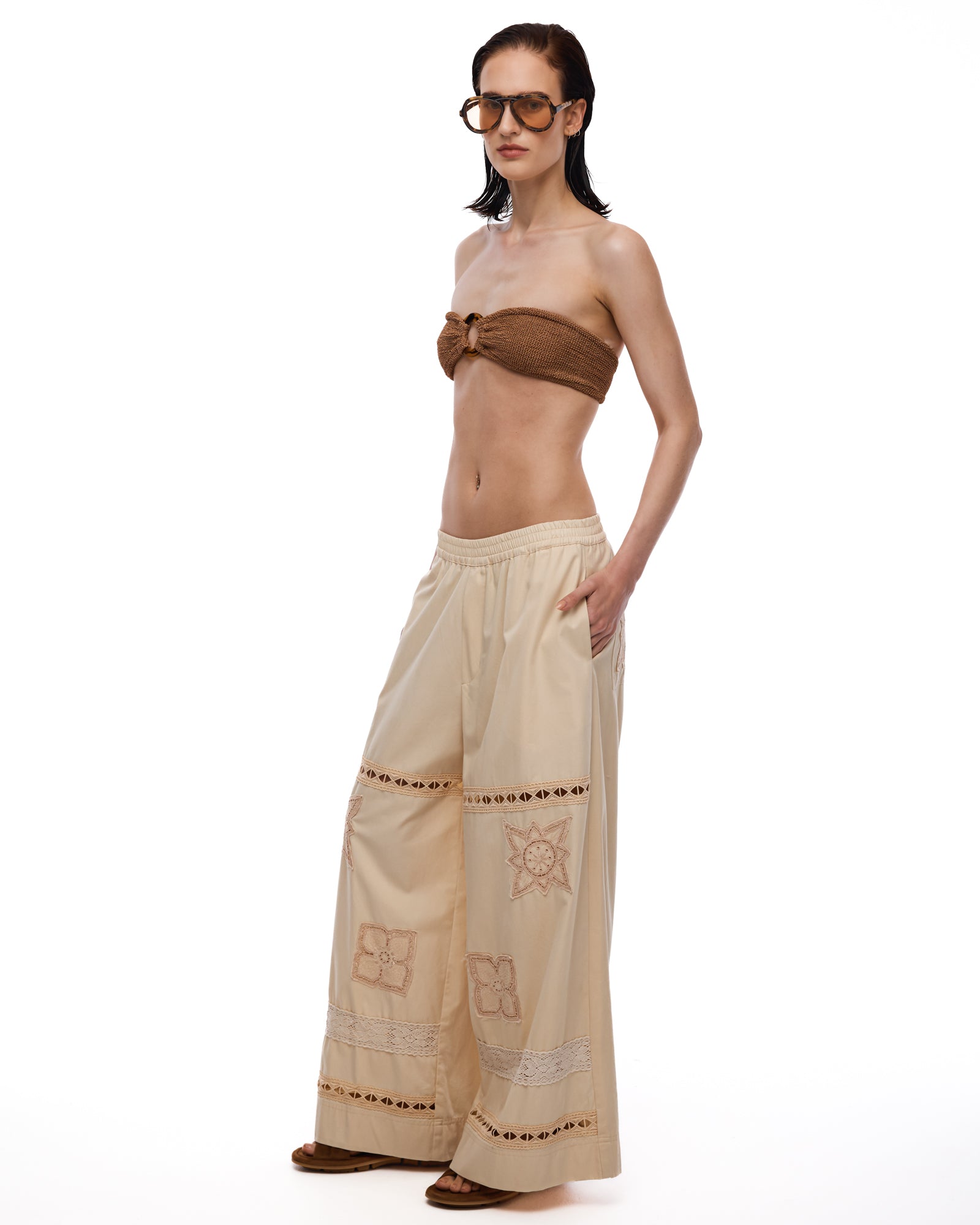 Amalfi Cotton And Lace Pants