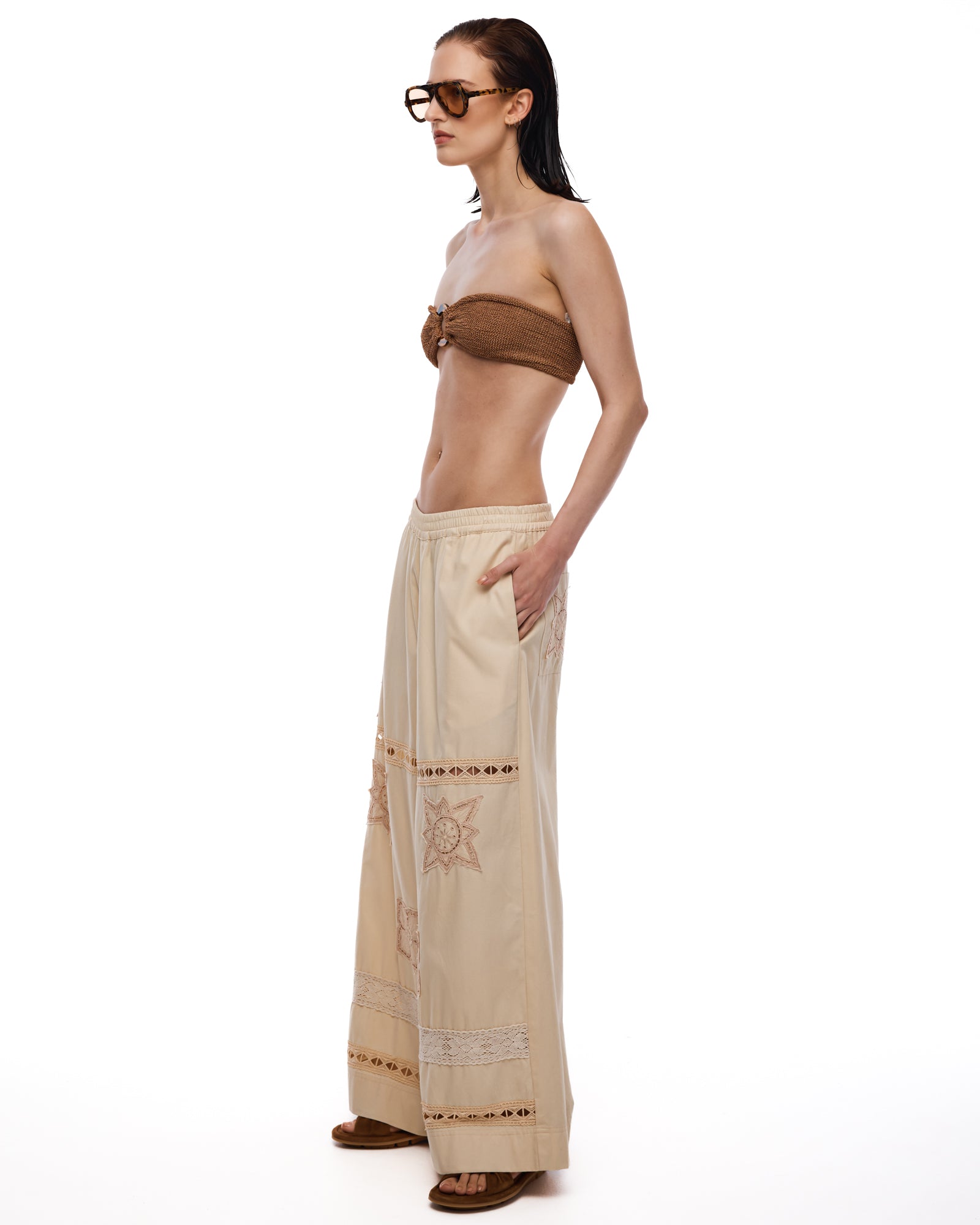Amalfi Cotton And Lace Pants