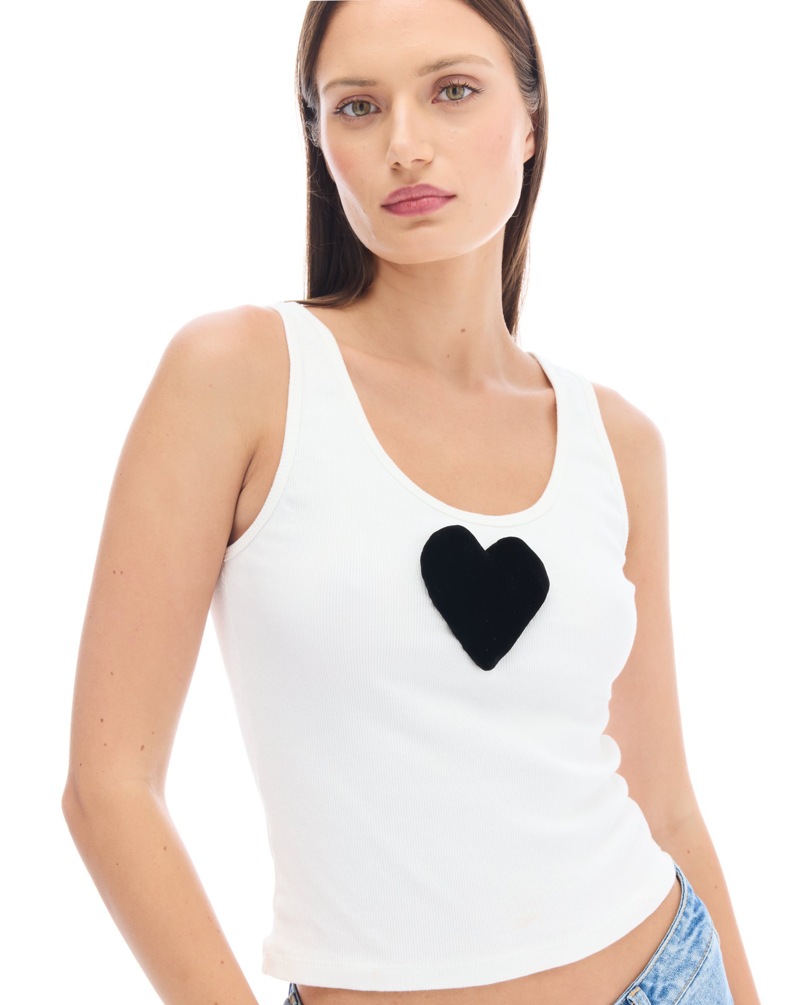 We Love 3D Velvet Heart Singlet