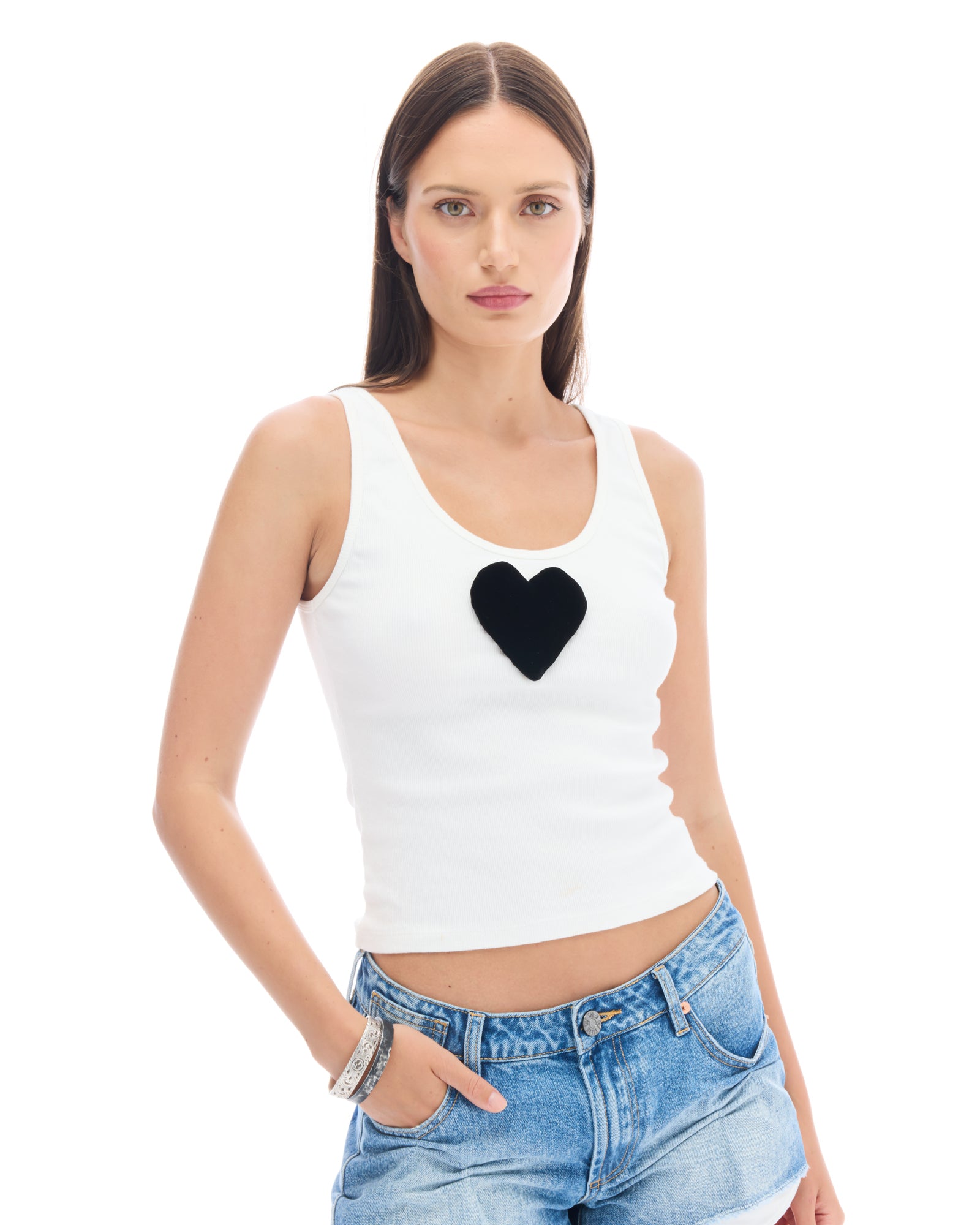 We Love 3D Velvet Heart Singlet