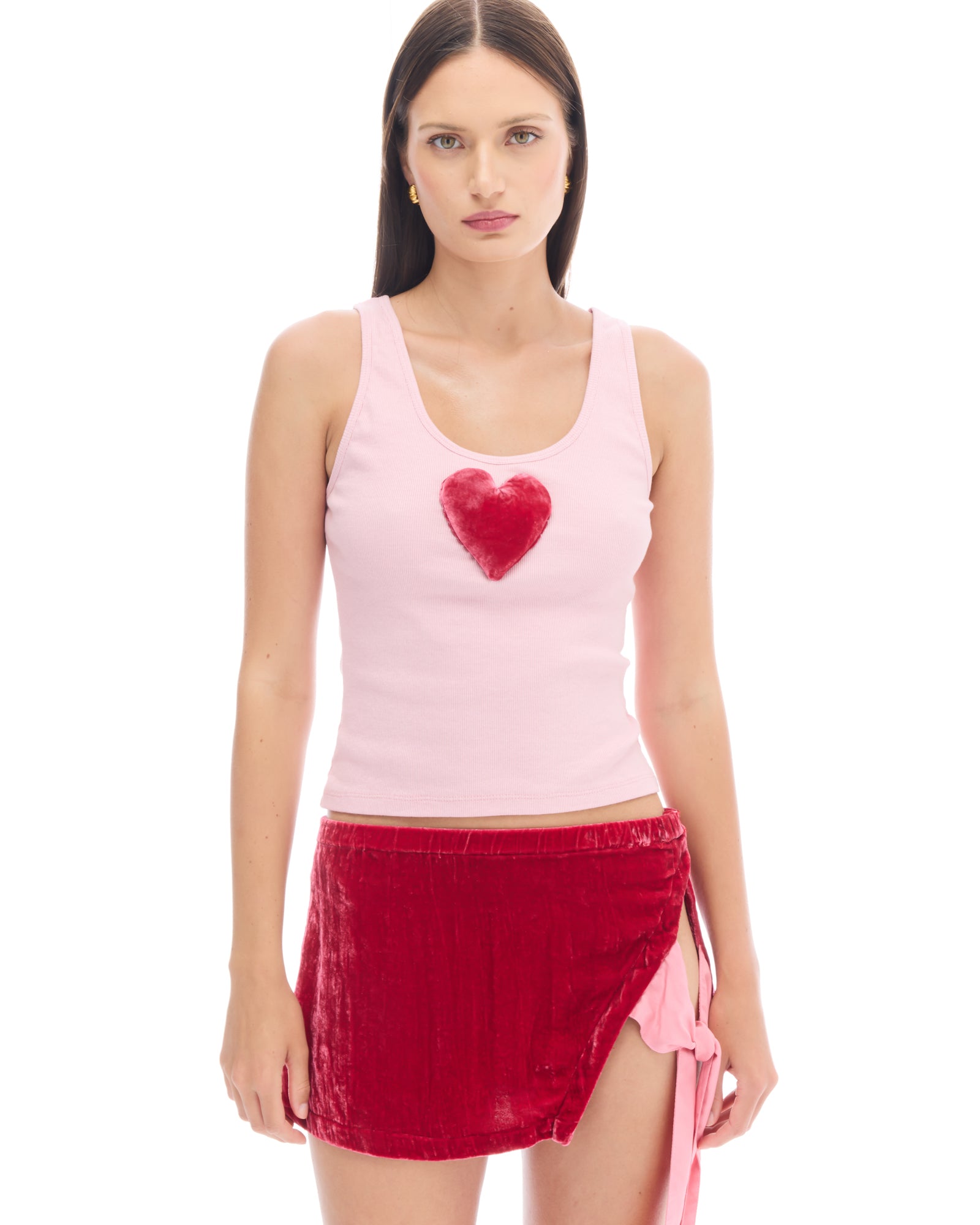 We Love 3D Velvet Heart Singlet