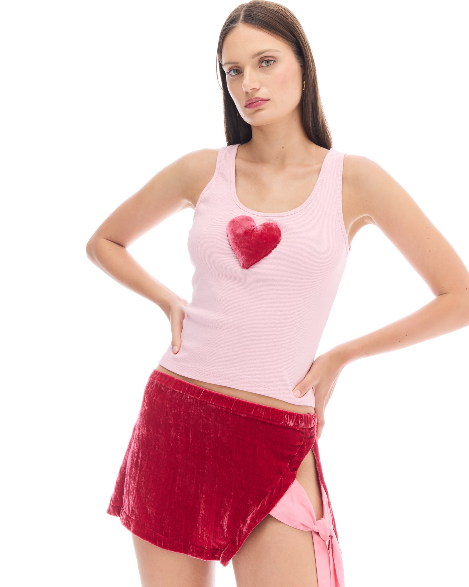 Silk Velvet Tie Side Mini Skirt