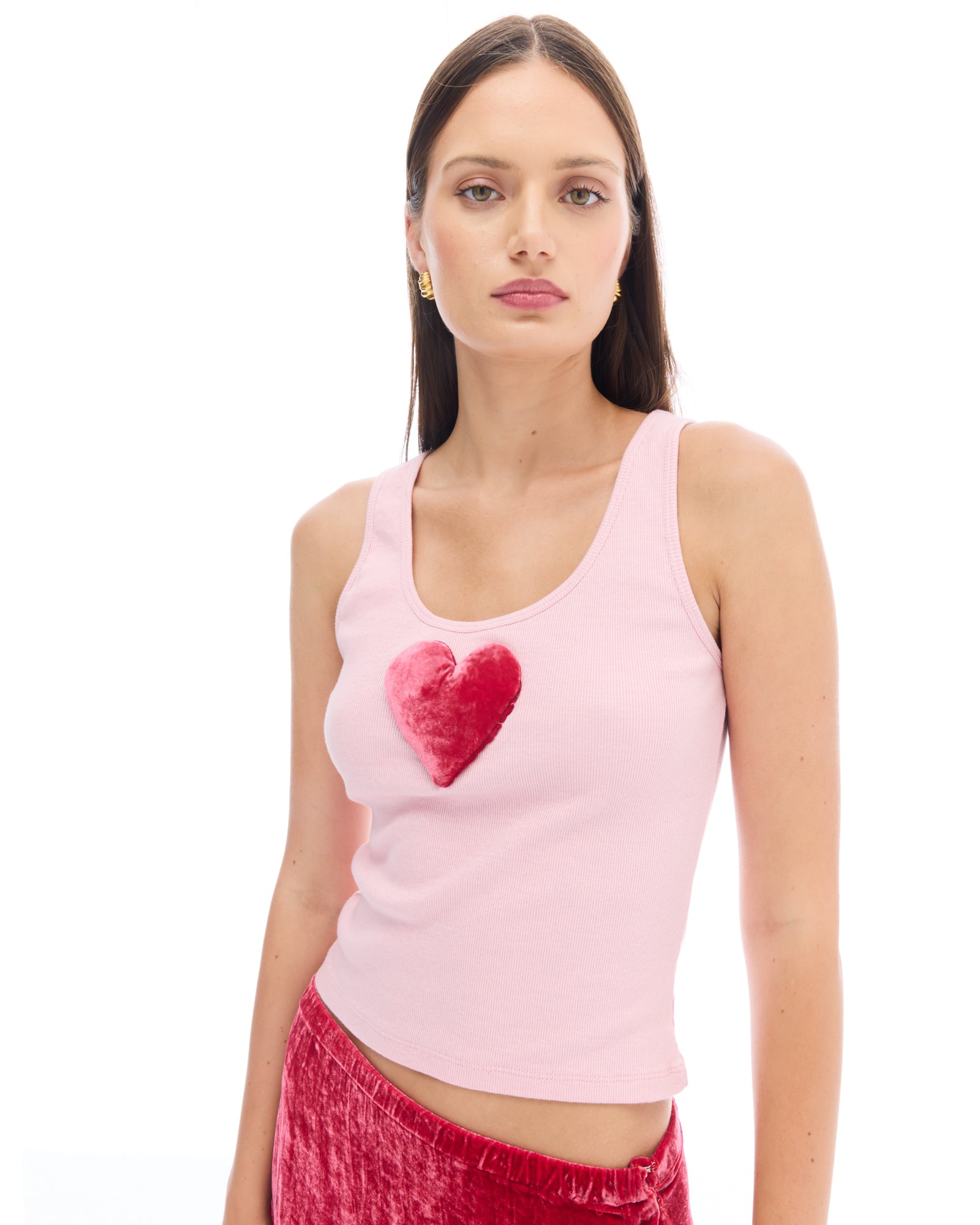 We Love 3D Velvet Heart Singlet
