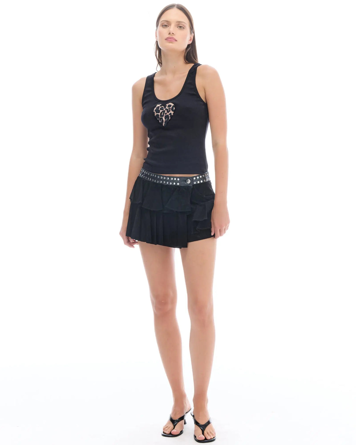The Tales Wrap Leather Frill Skirt by THE TALES - detail view