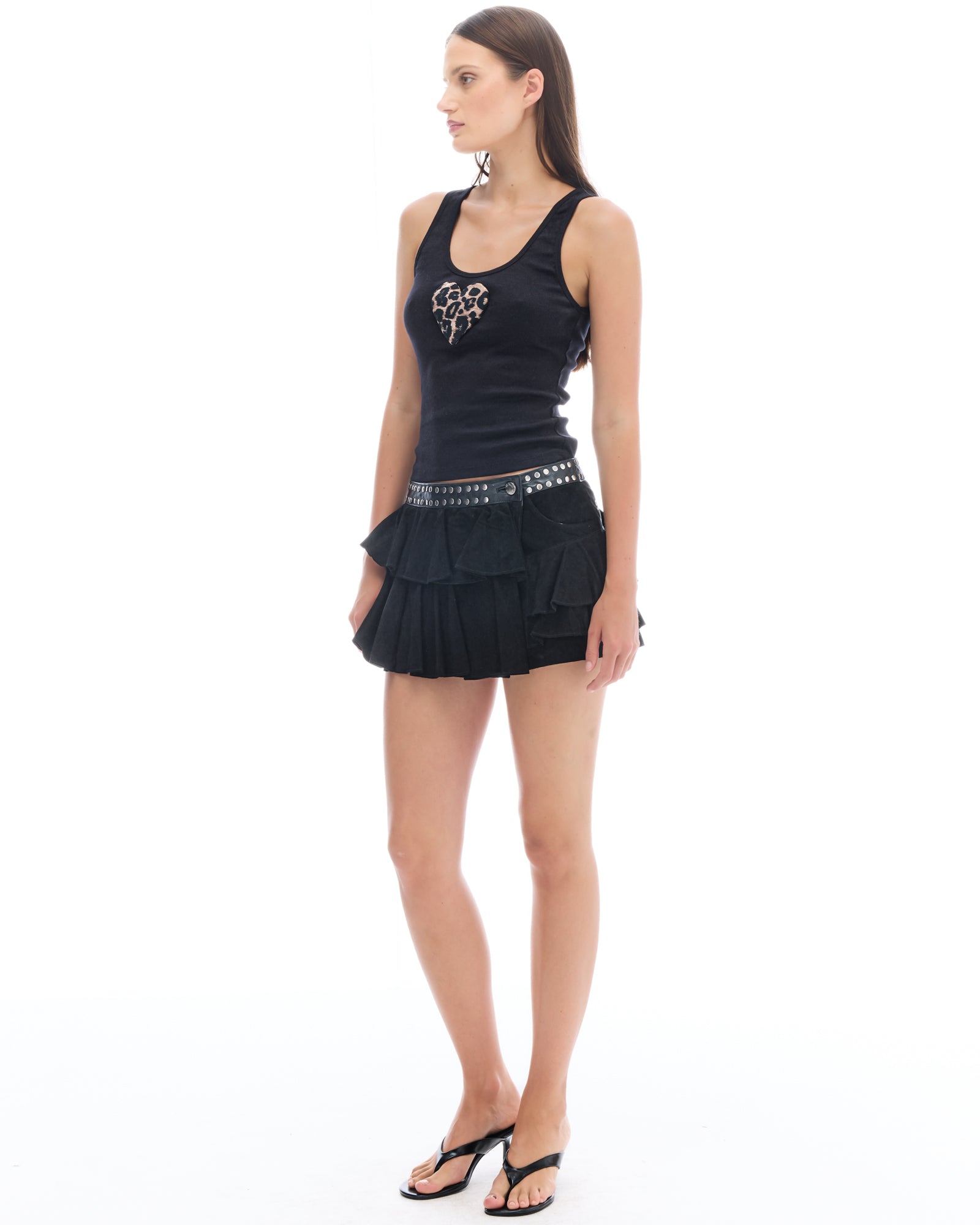 The Tales Wrap Leather Frill Skirt