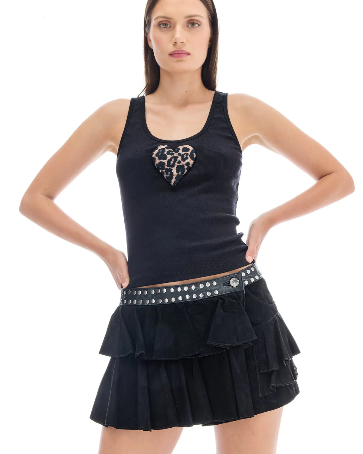 The Tales Wrap Leather Frill Skirt by THE TALES - back view