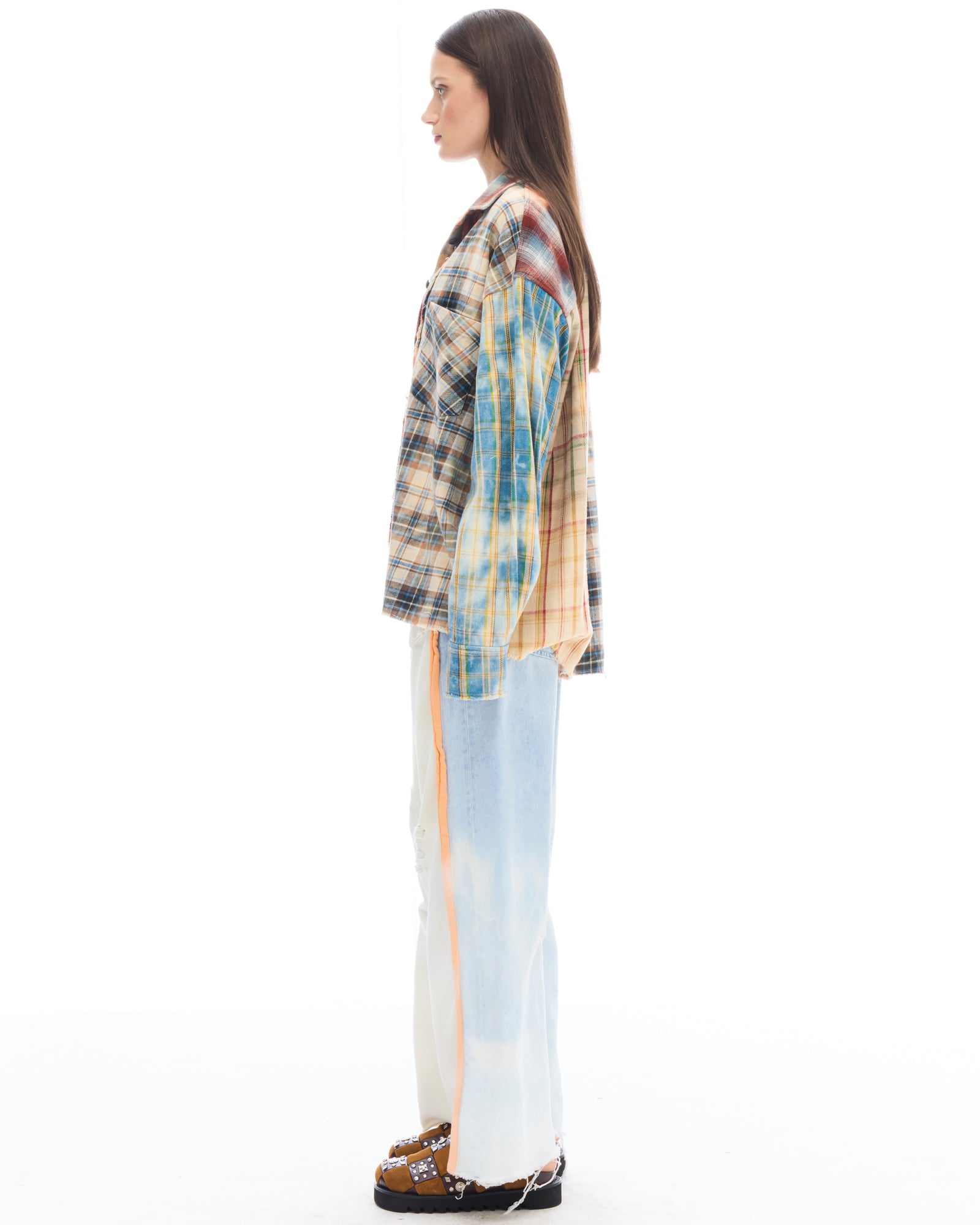 Patchwork Check Flannel Shirt