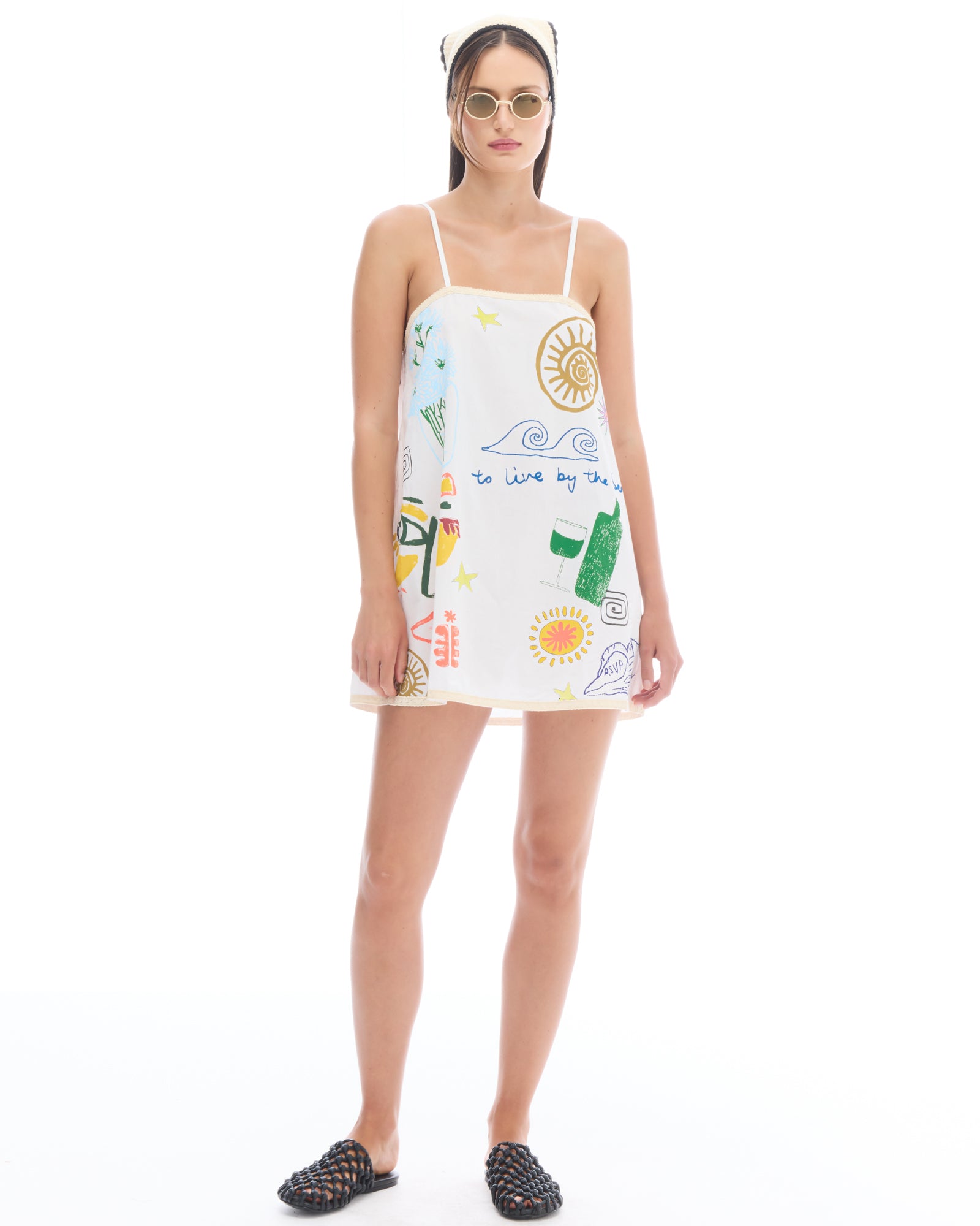 Illustrated Summer Cotton Slip Dress