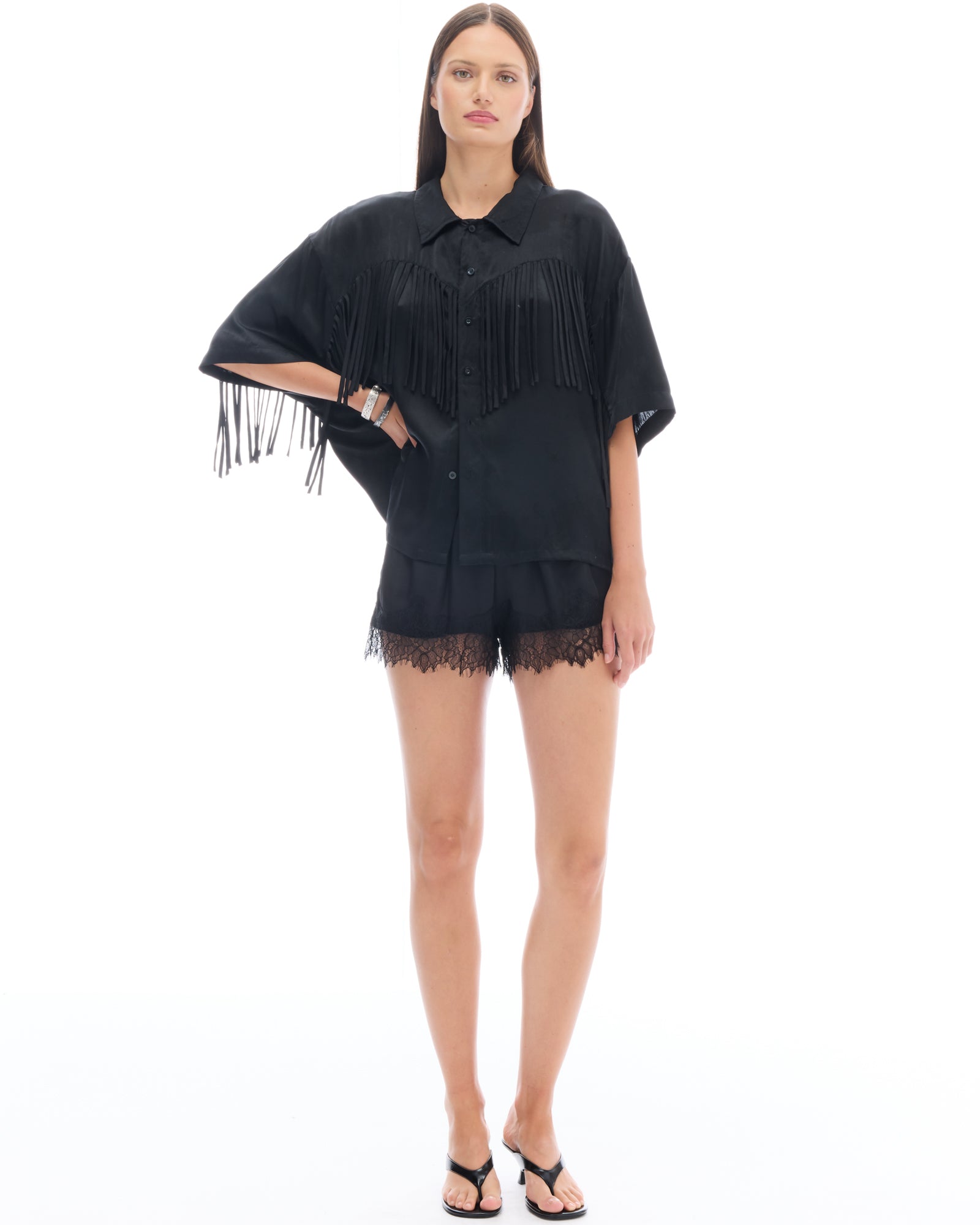 Ibiza Nights Satin Fringed Shirt