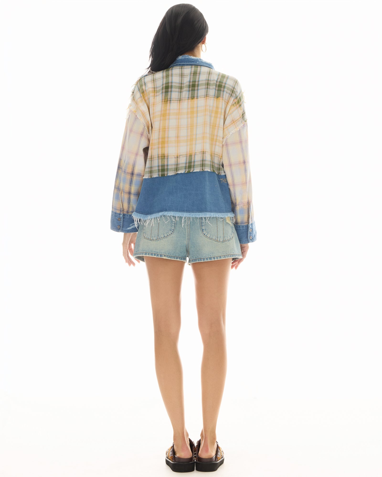 Mixed Flannel And Denim Shirt by THE TALES - product photo