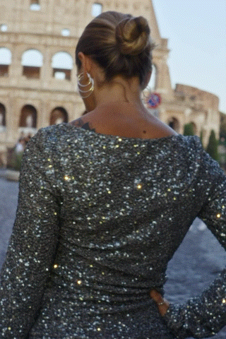 Ruched Silver Sequin Florence Dress THE TALES