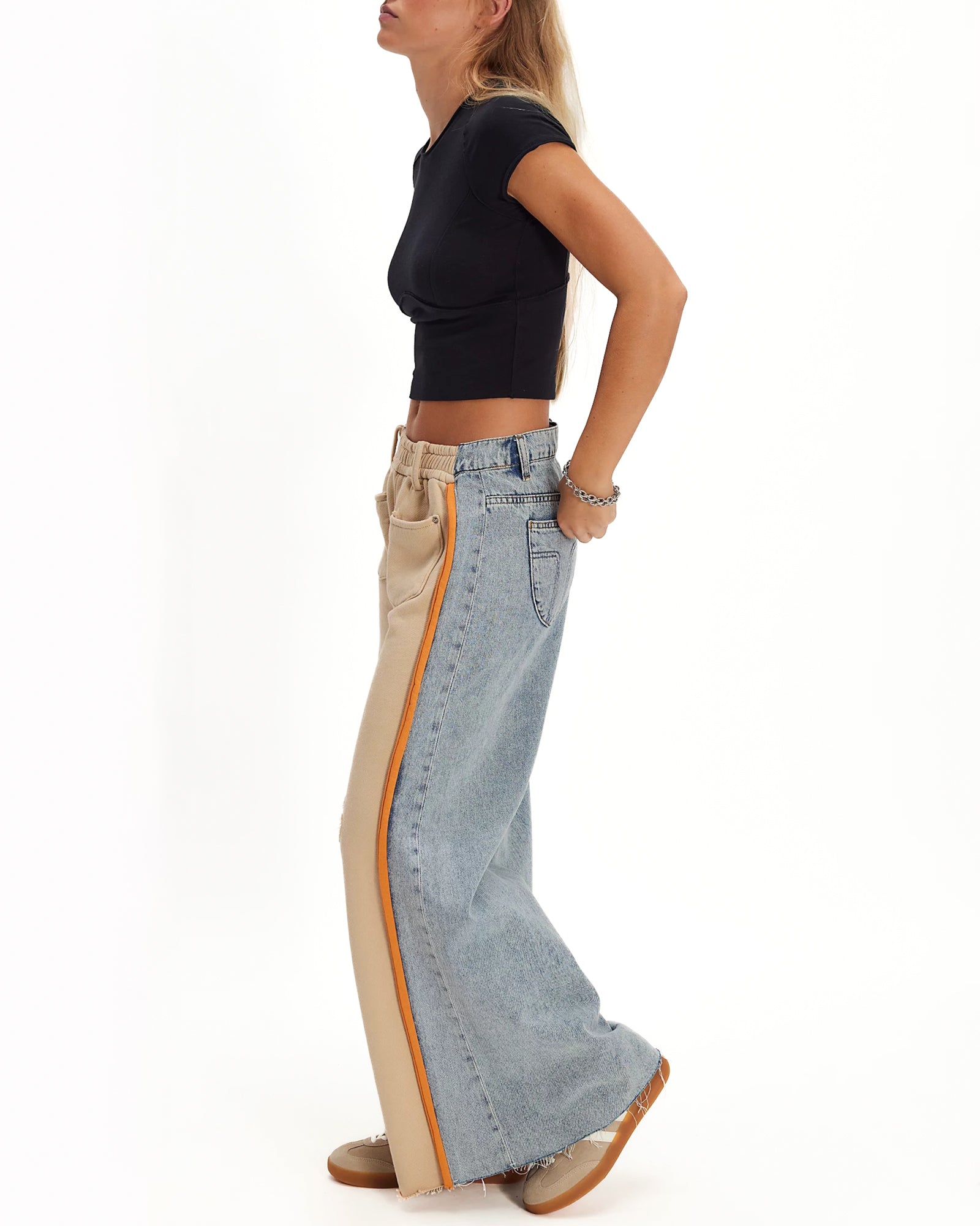 The Tales Denim Patched Sweat Flares