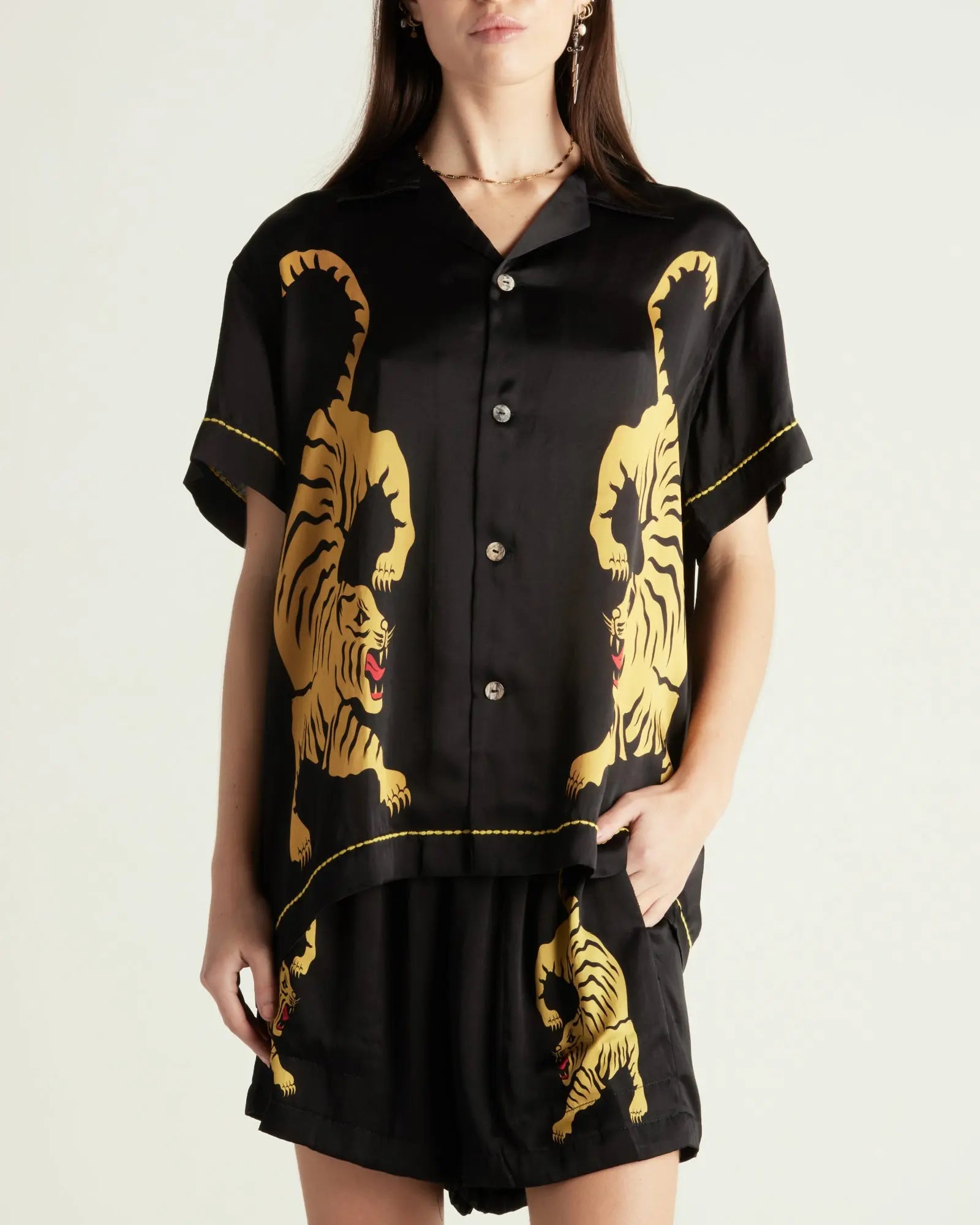 Silk Crouching Tiger Shorts by THE TALES - product photo