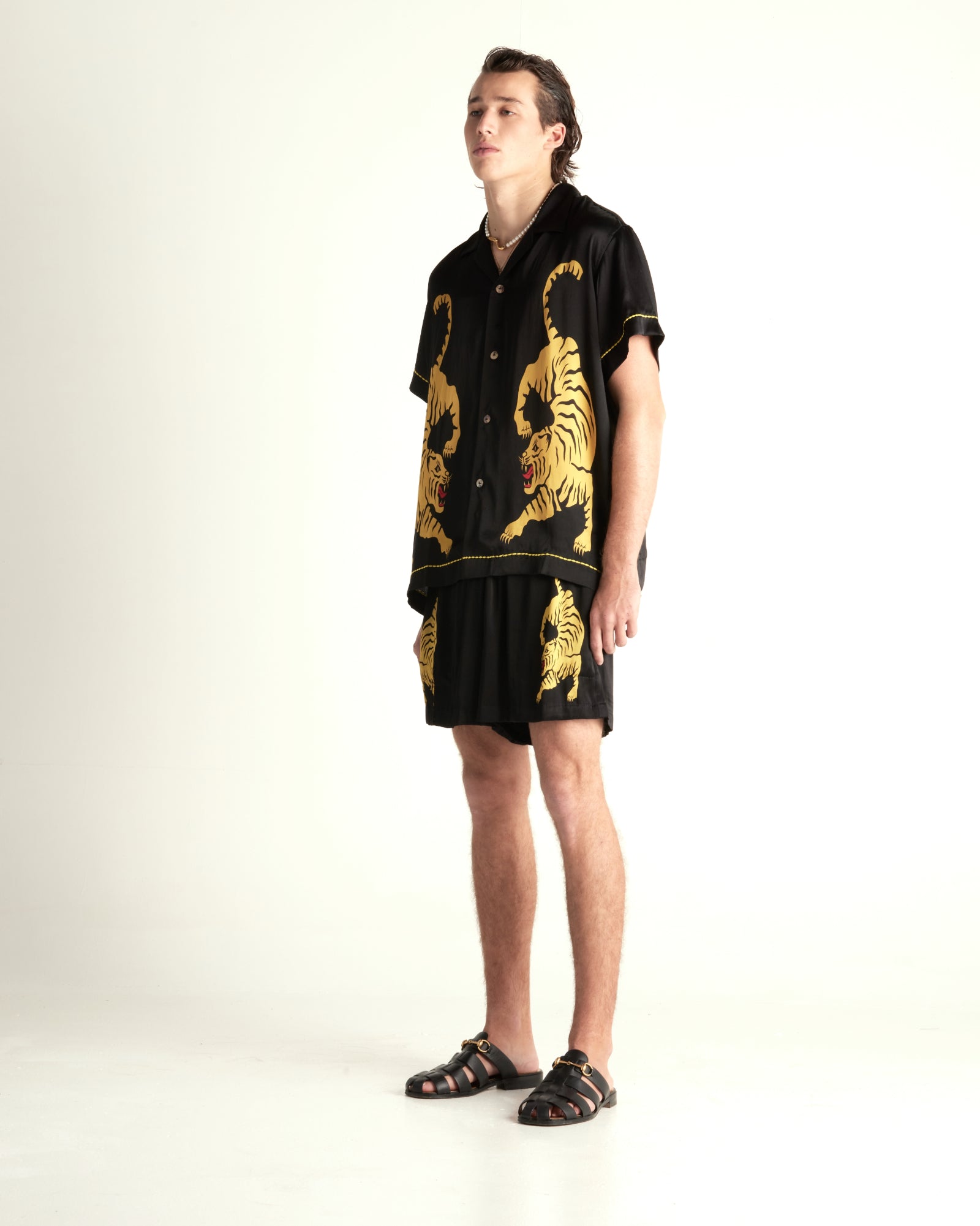 Silk Satin Crouching Tiger Shorts