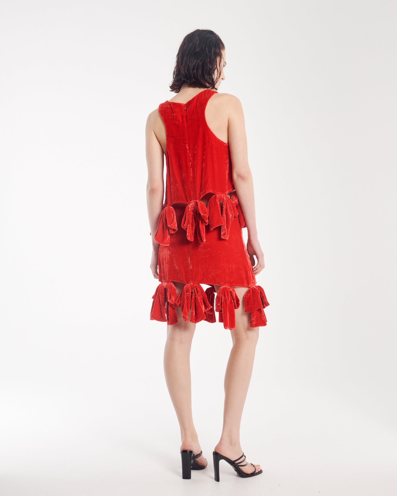 シルクベルベットのパーティーボウスカート