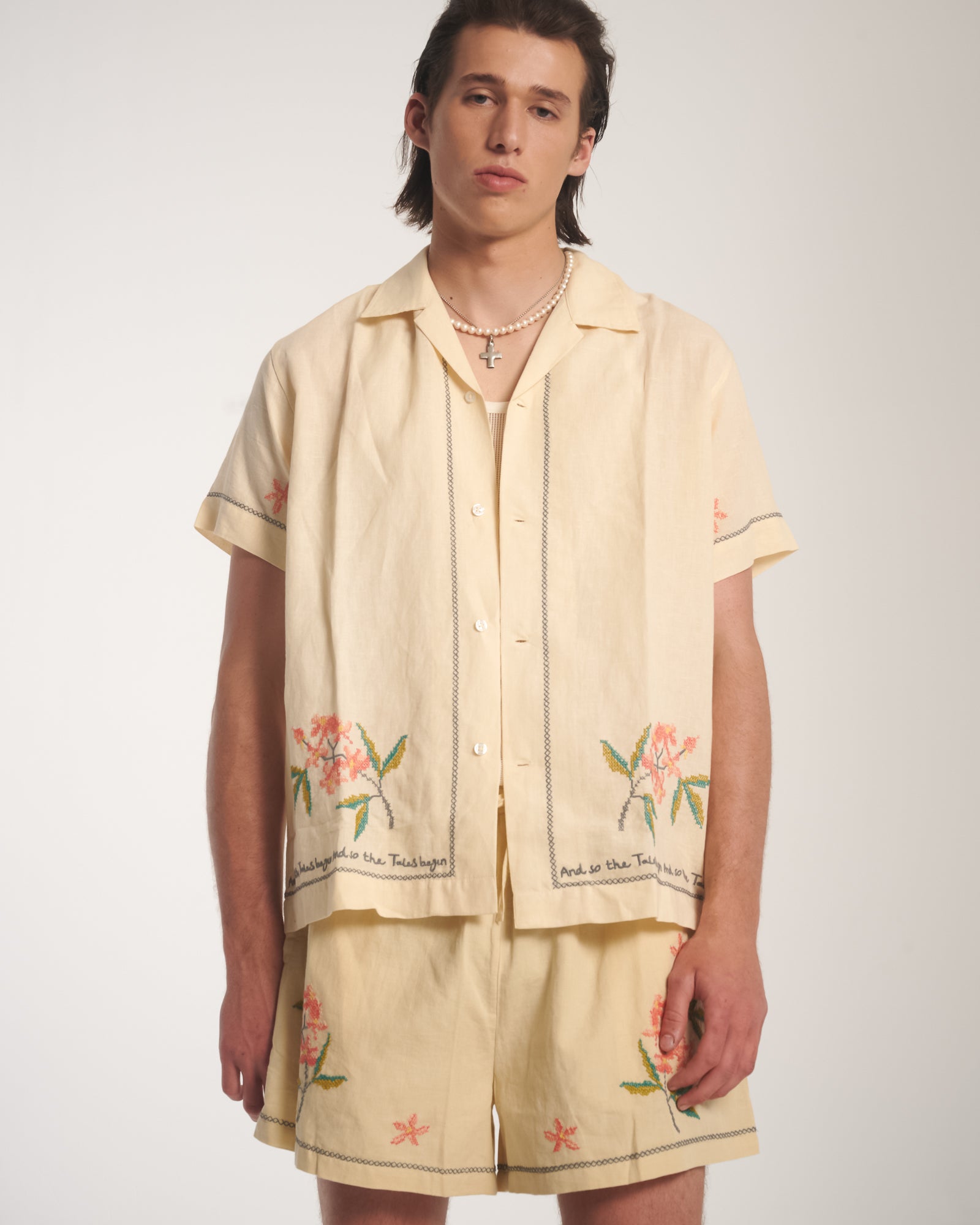 Embroidered Flower Linen Shirt