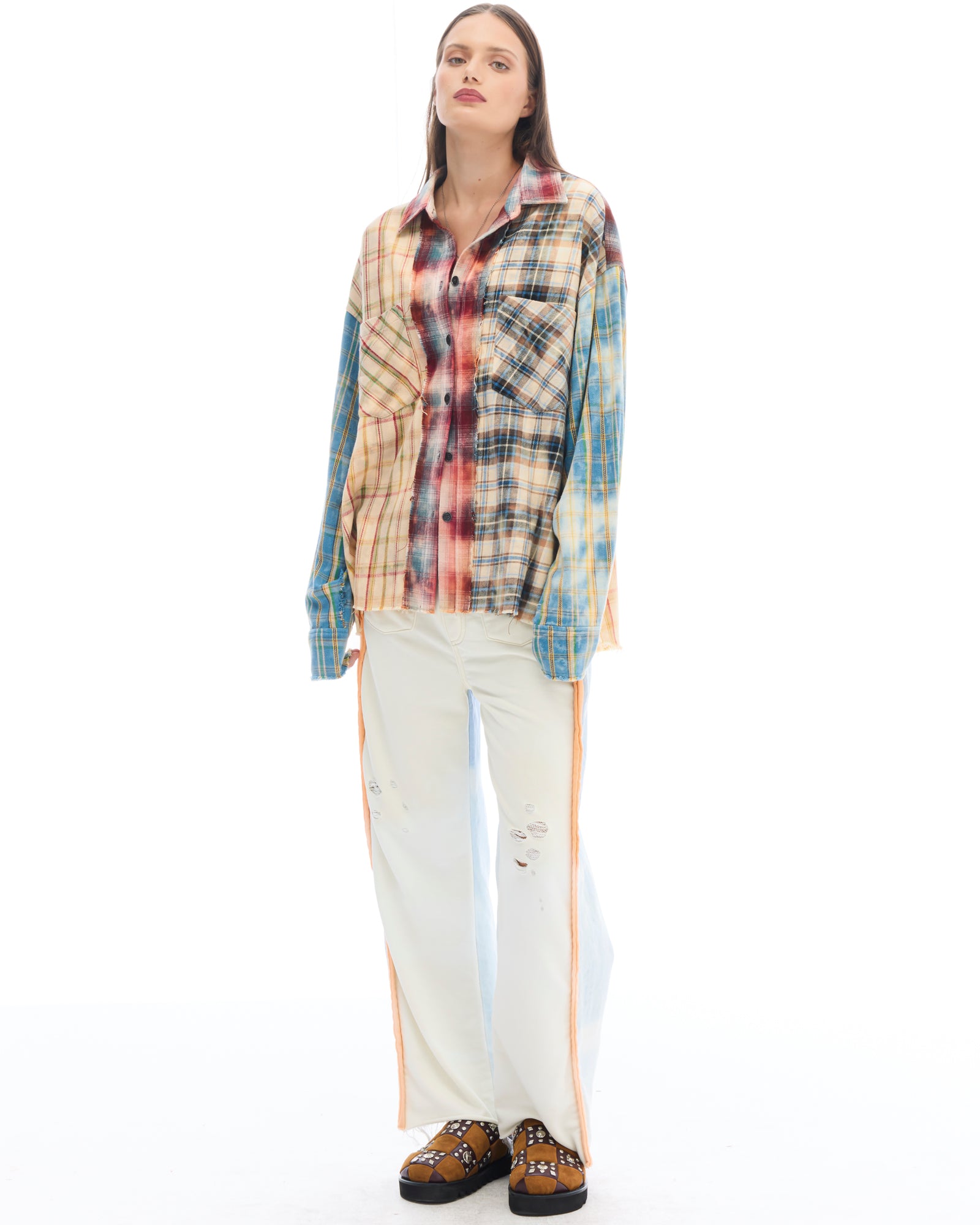 Patchwork Check Flannel Shirt