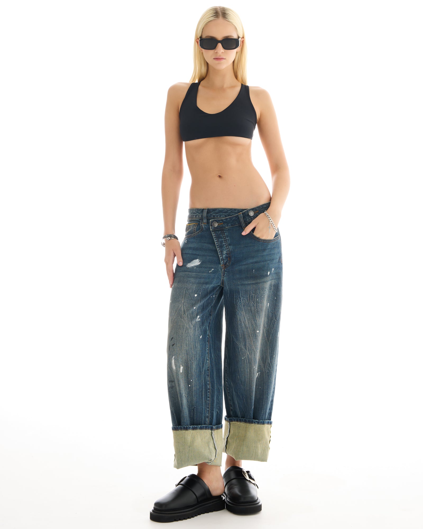 Selvedge Denim Cross Over Slouch Jeans