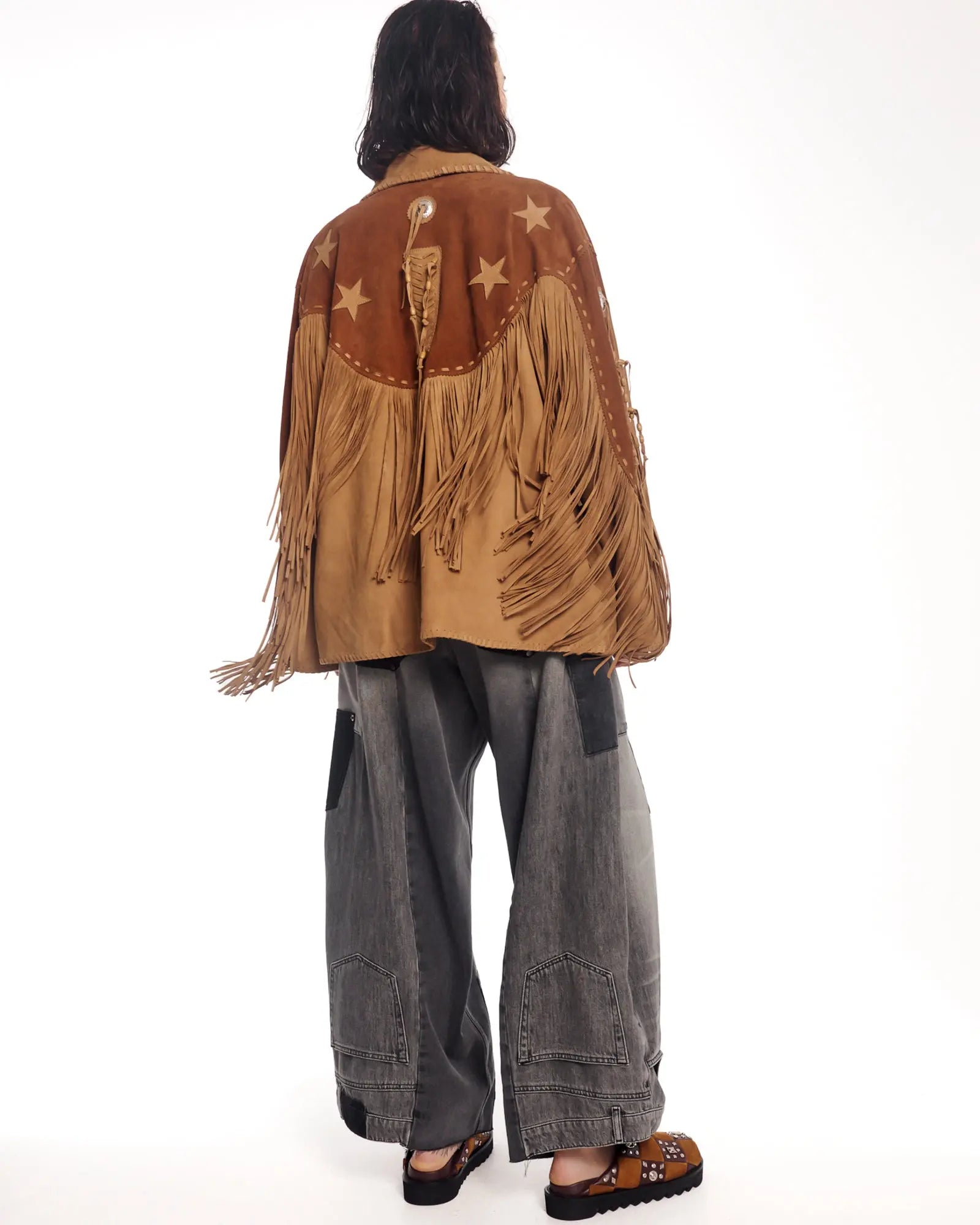 Portobello Road Fringed Suede Jacket by THE TALES - close-up detail