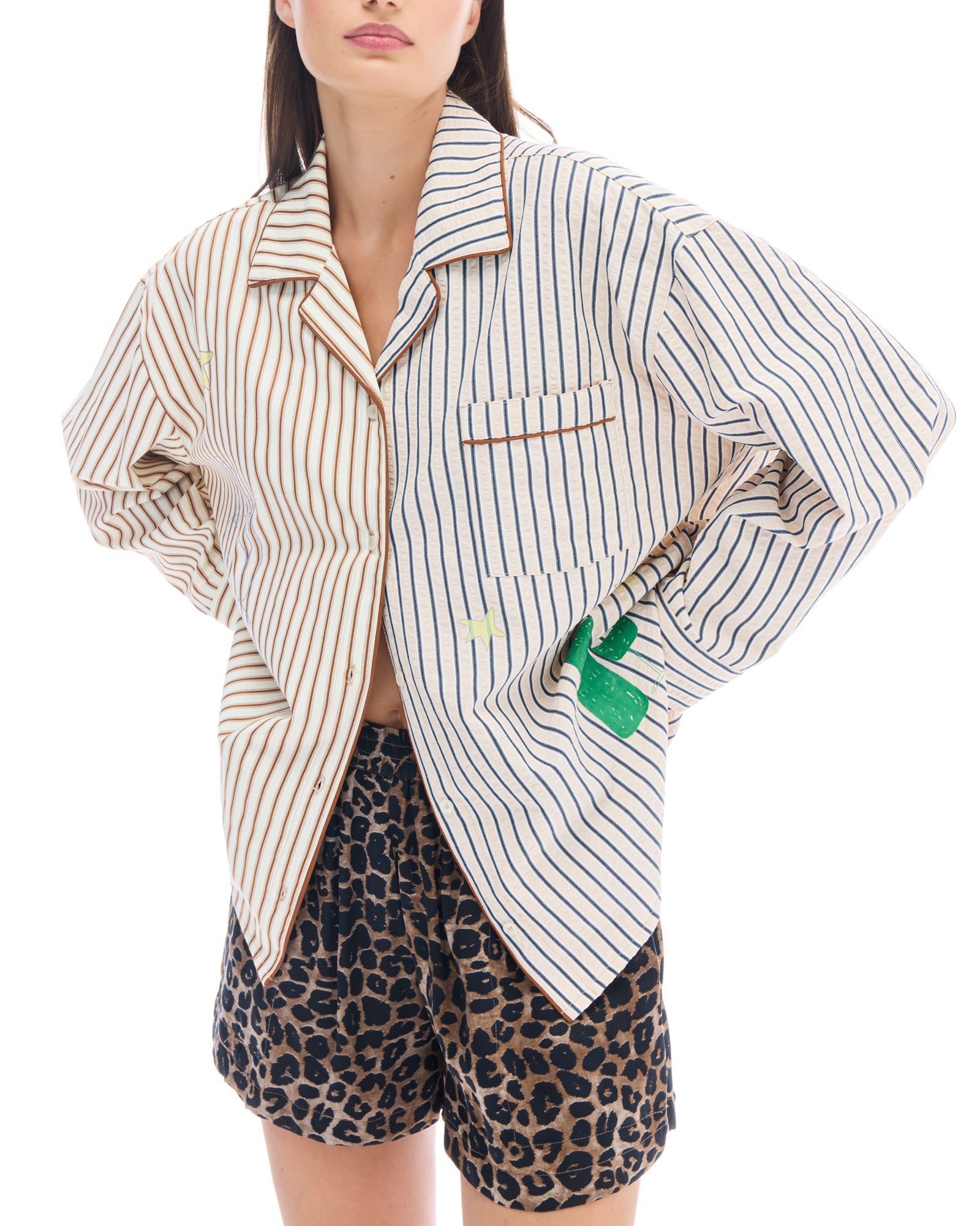 Half n Half Illustrated Muse Stripe Shirt