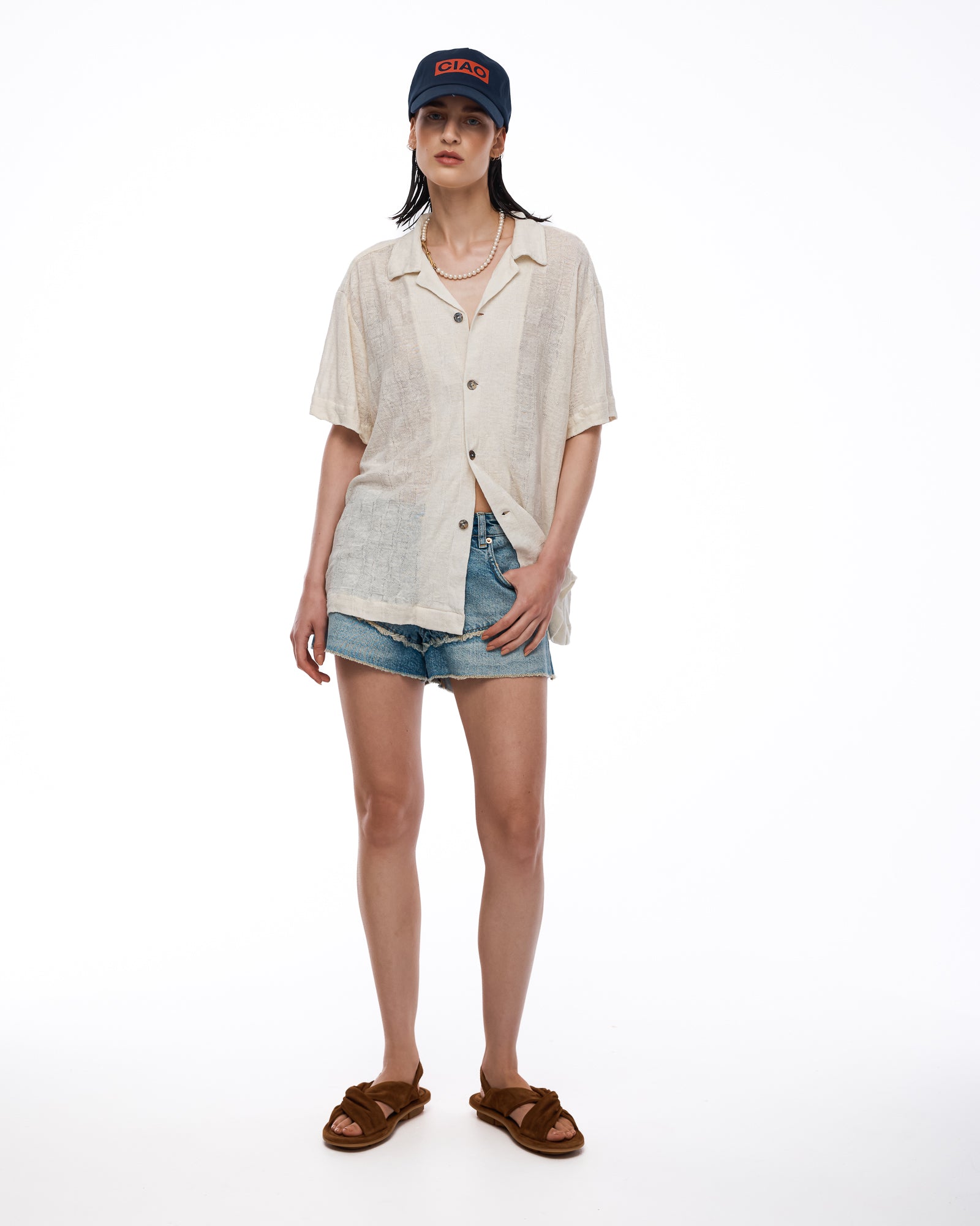 Sicilian Jacquard Knitted Linen Camp Shirt
