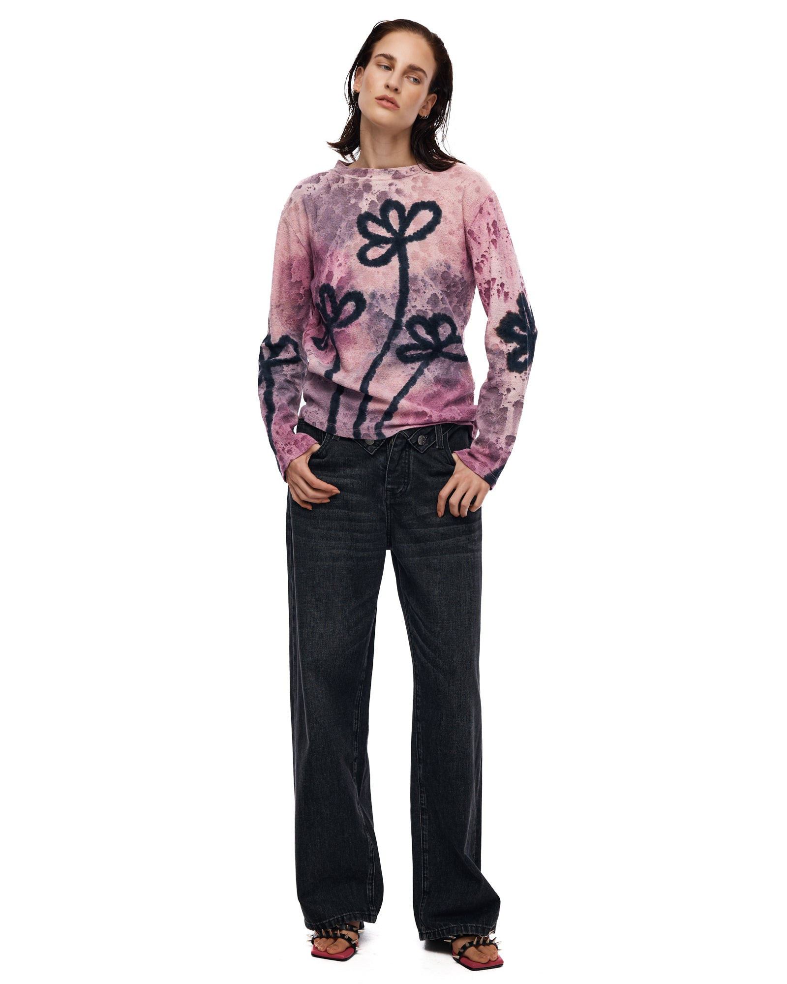 Flower Stalk Hand Dyed Hemp Tee