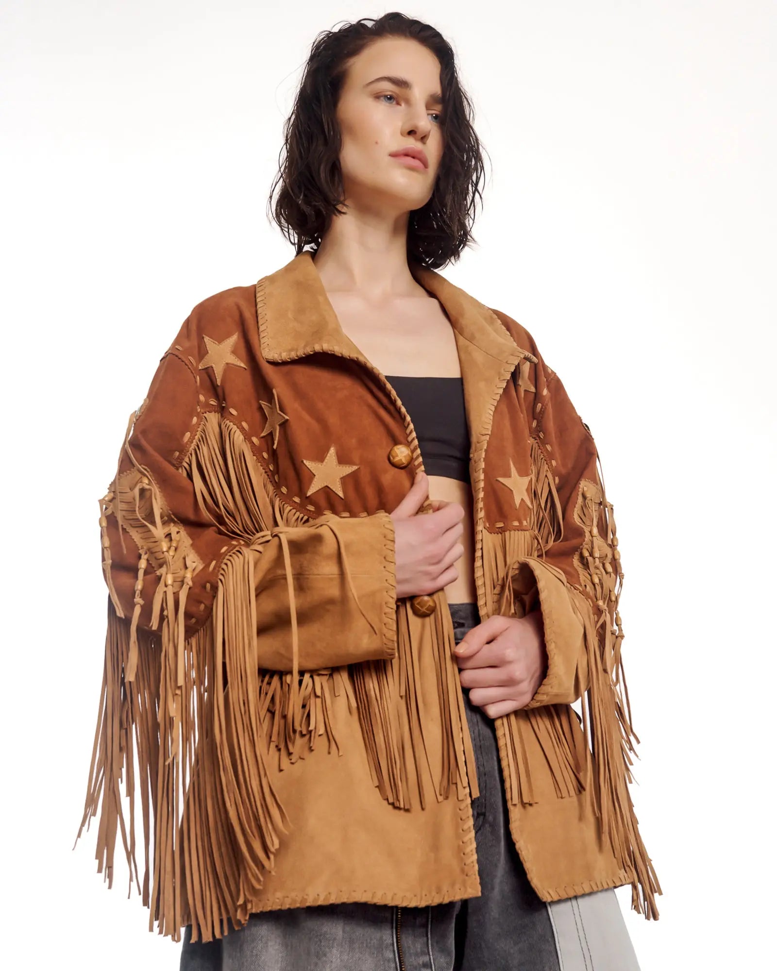 Portobello Road Fringed Suede Jacket by THE TALES - front view