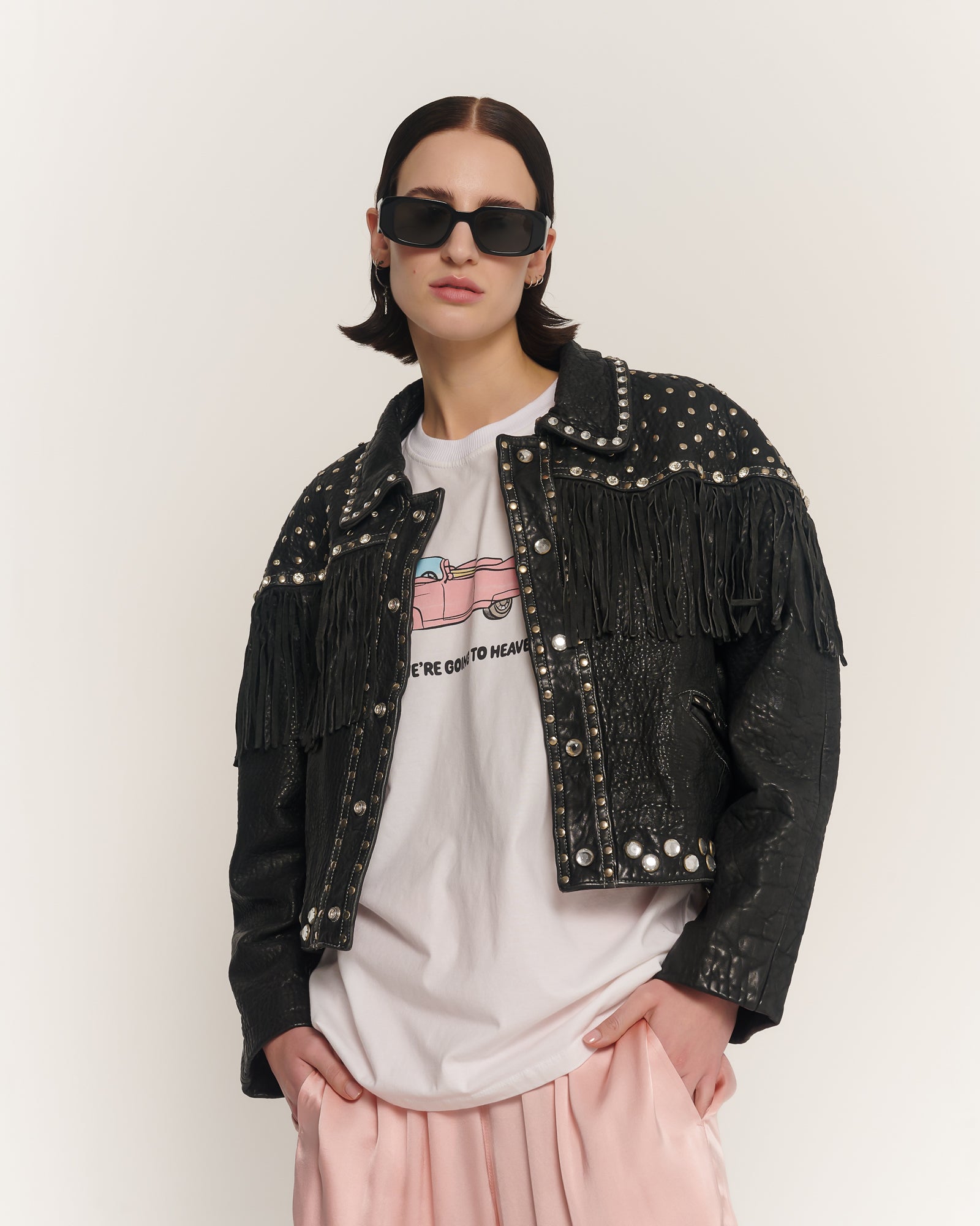 Heaven Sent Me Embellished Fringe Leather Jacket