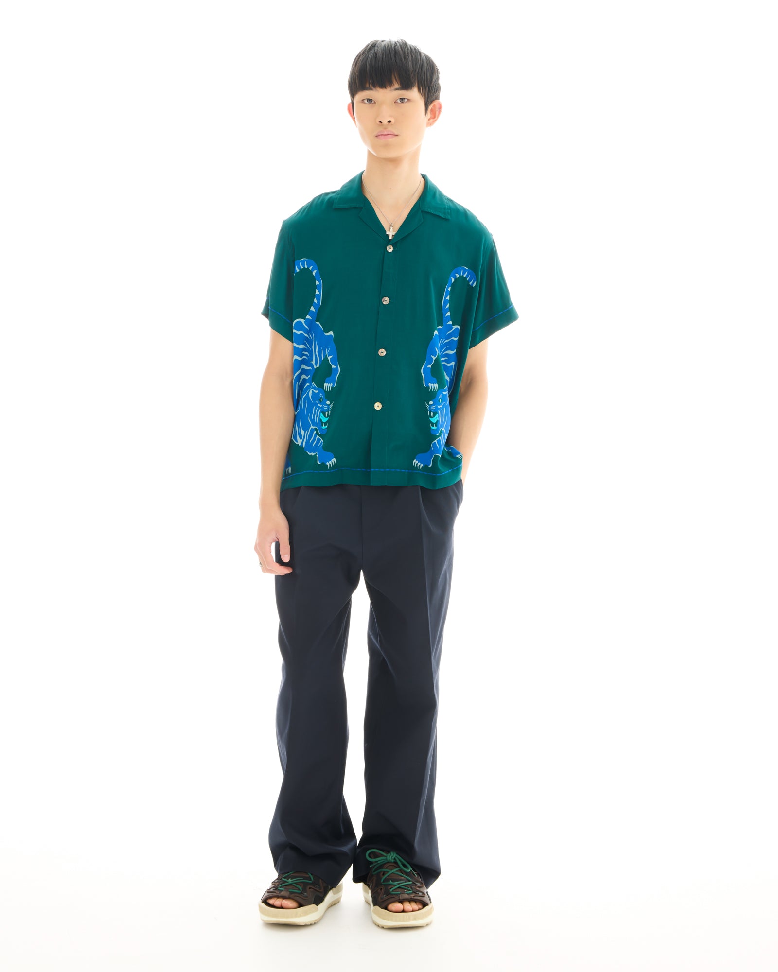 Crouching Tiger Emerald Camp Shirt