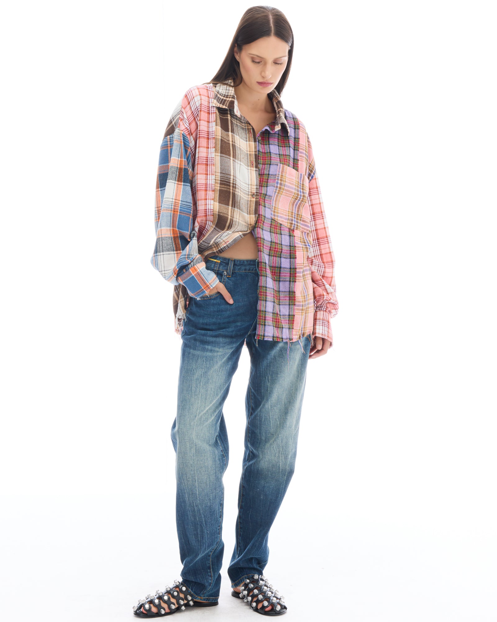 Patchwork Check Flannel Shirt