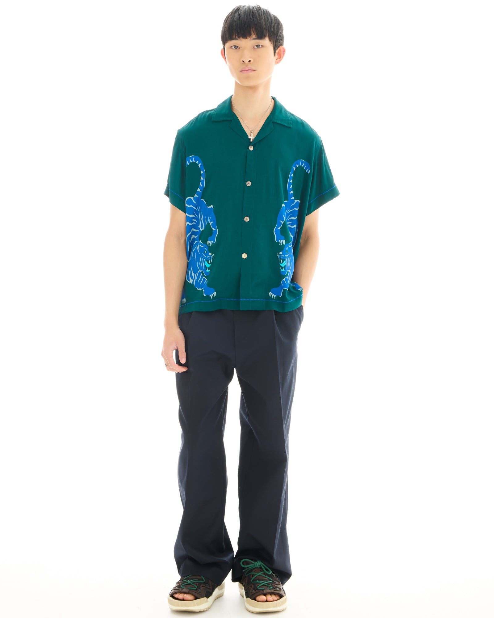 Crouching Tiger Emerald Camp Shirt