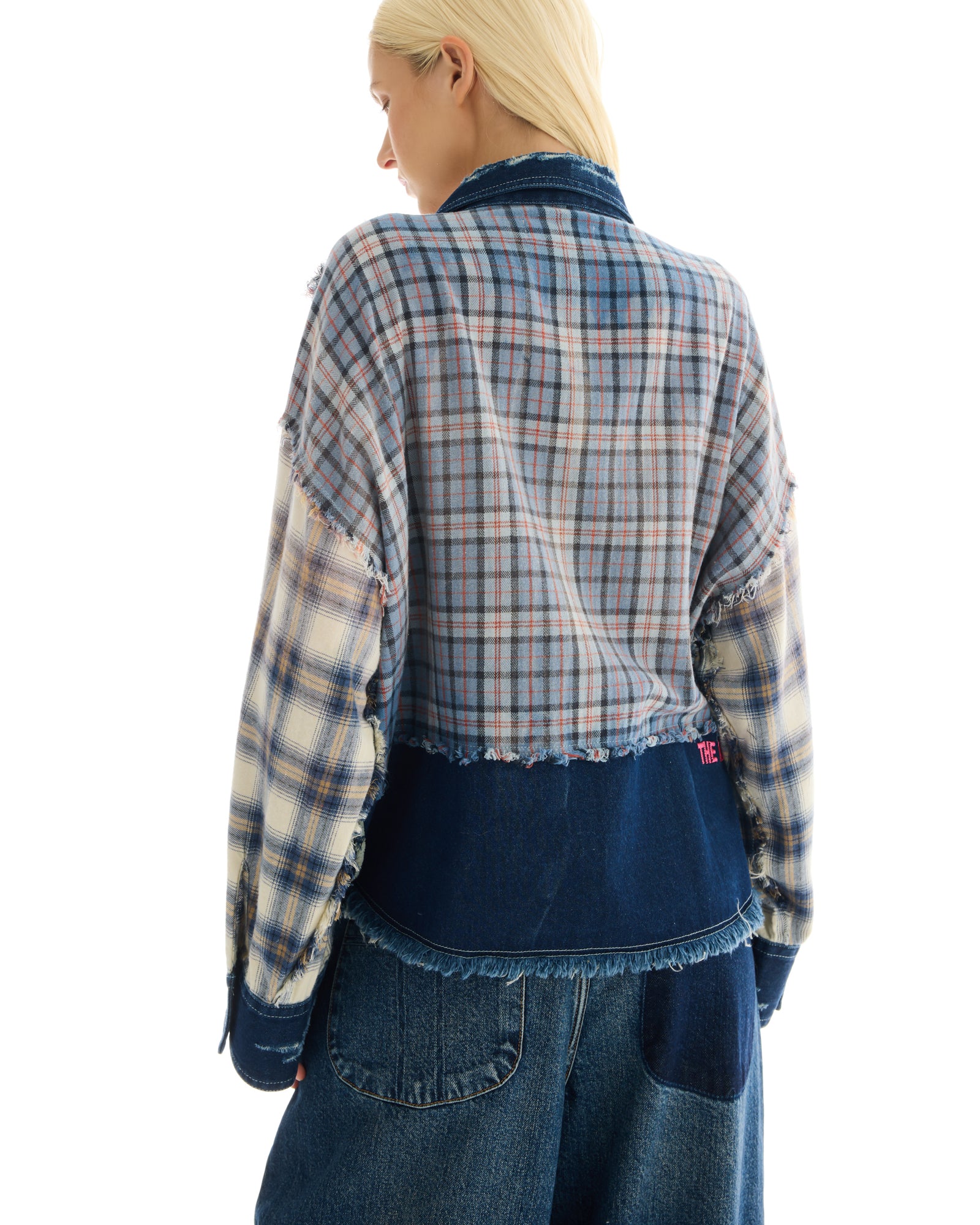 Mixed Flannel And Denim Shirt