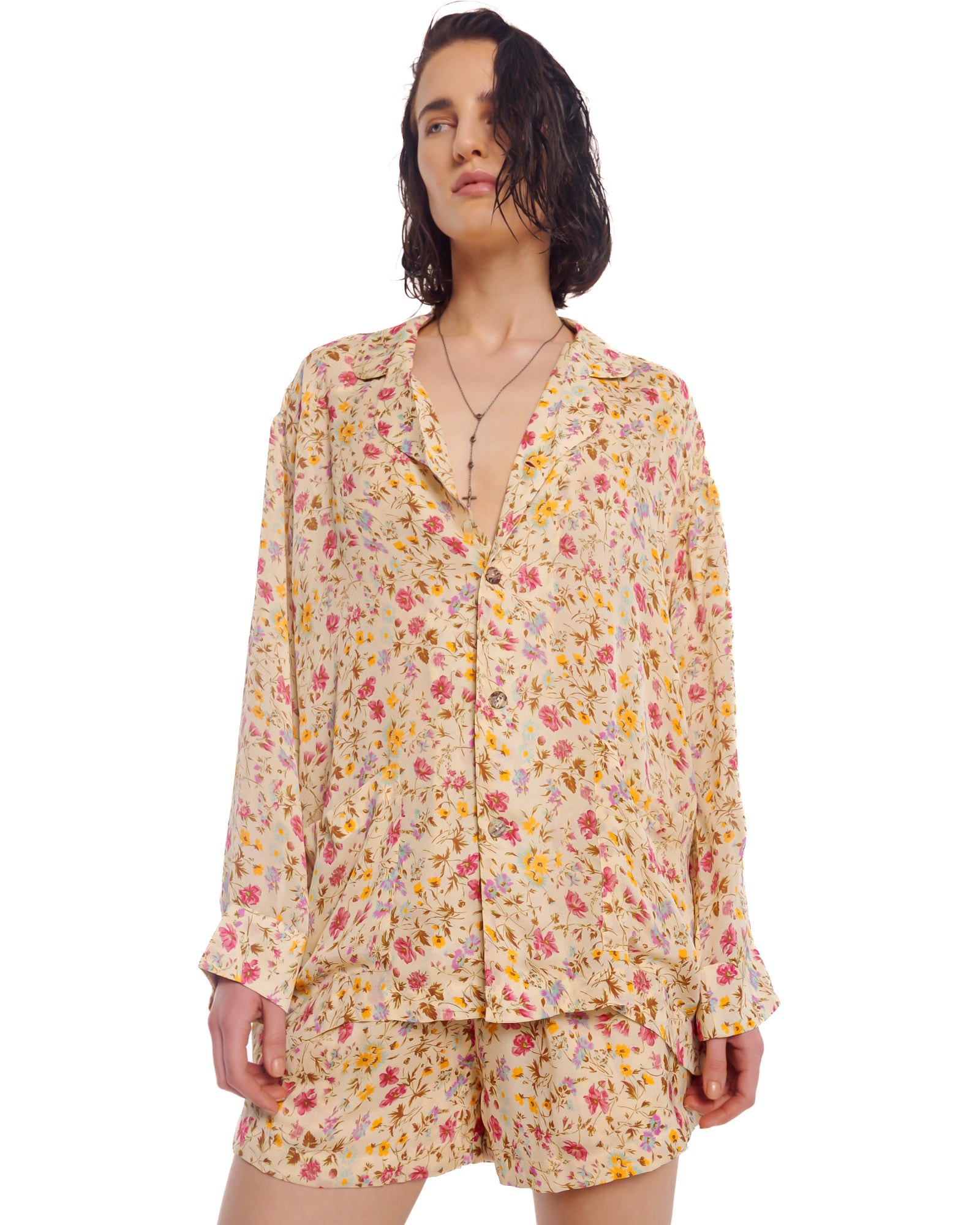 Florence Bloom Crepe Peasant Shirt
