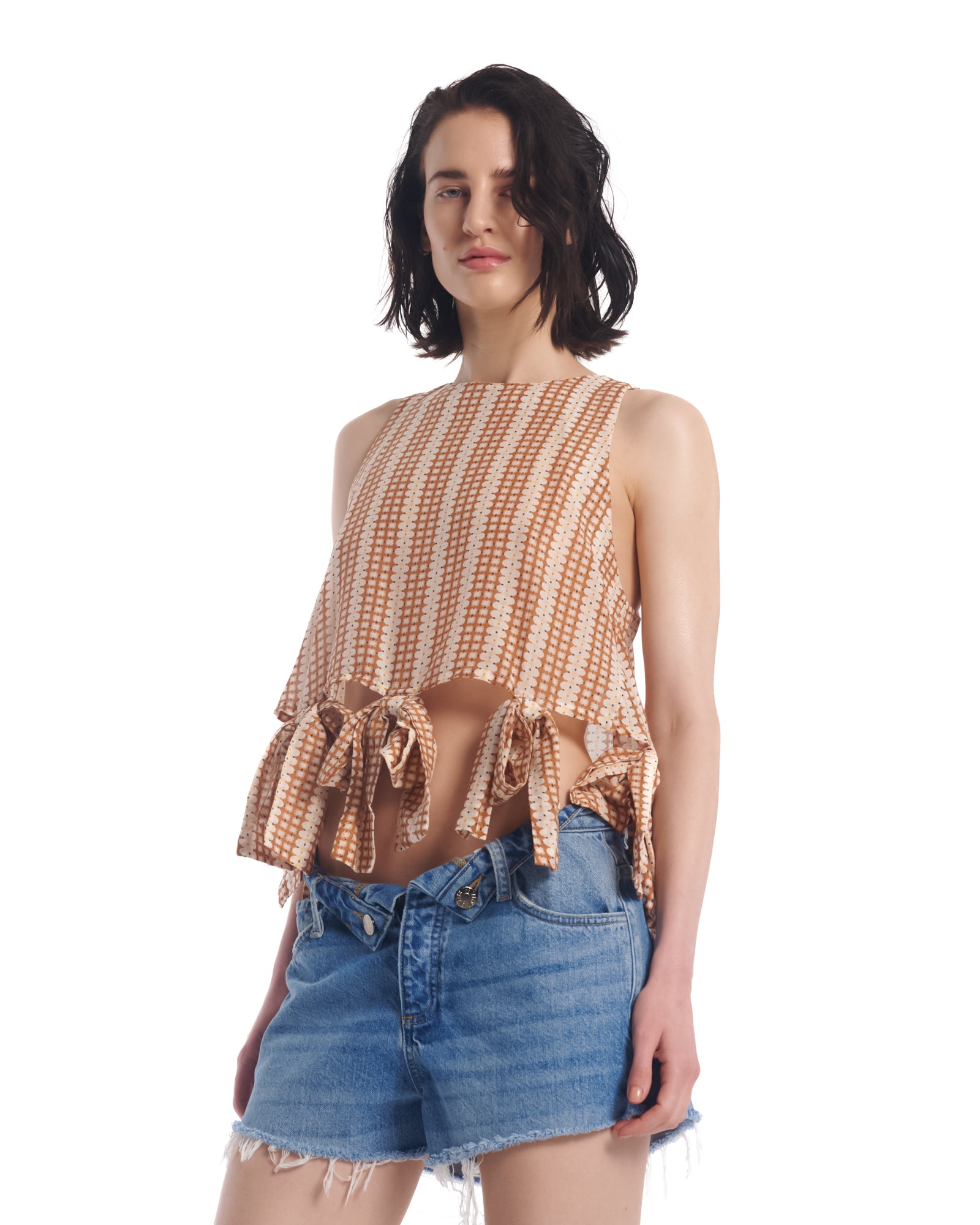 Retro Daisy Cotton Bow Top