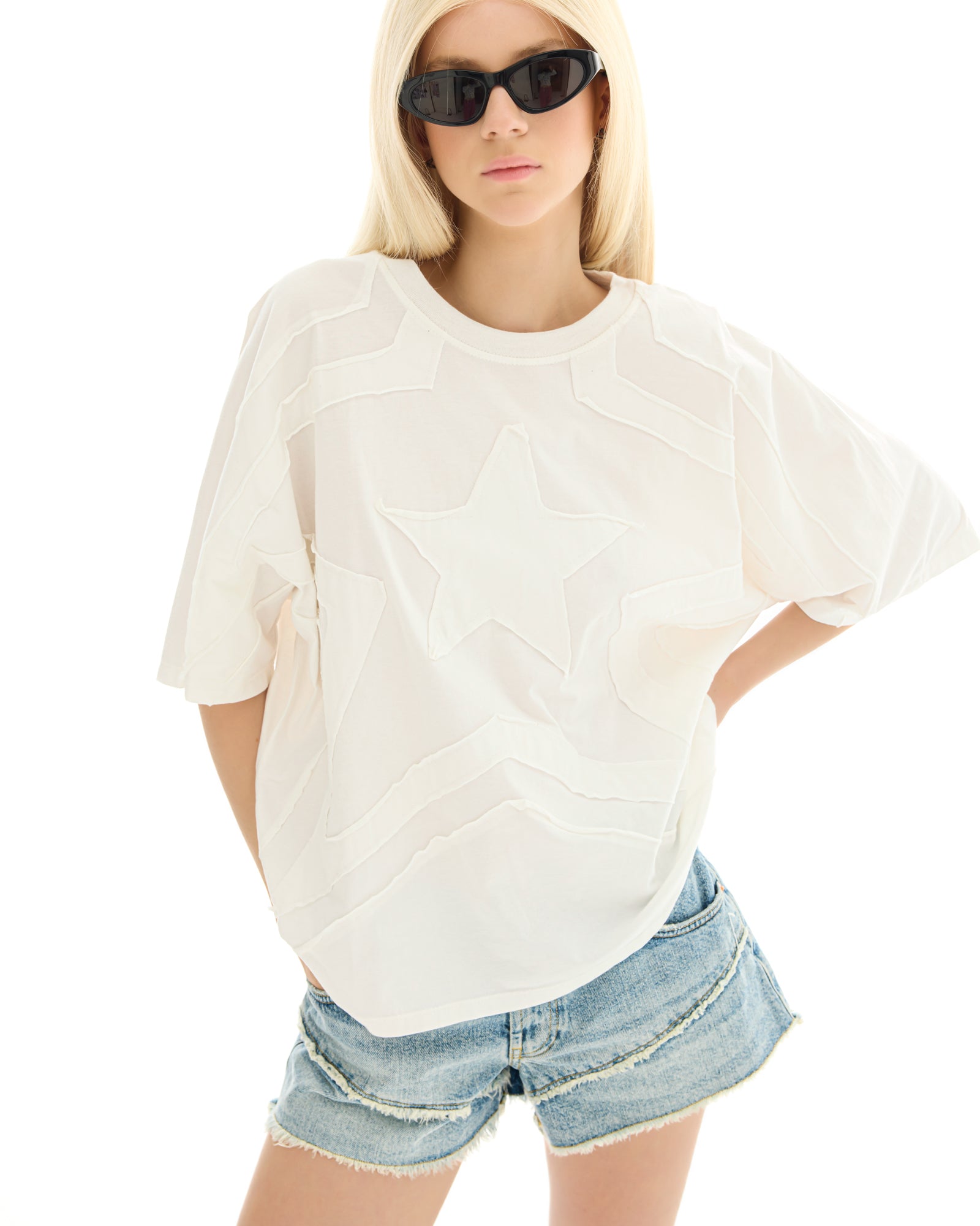 3D Panelled Star Batwing Tee