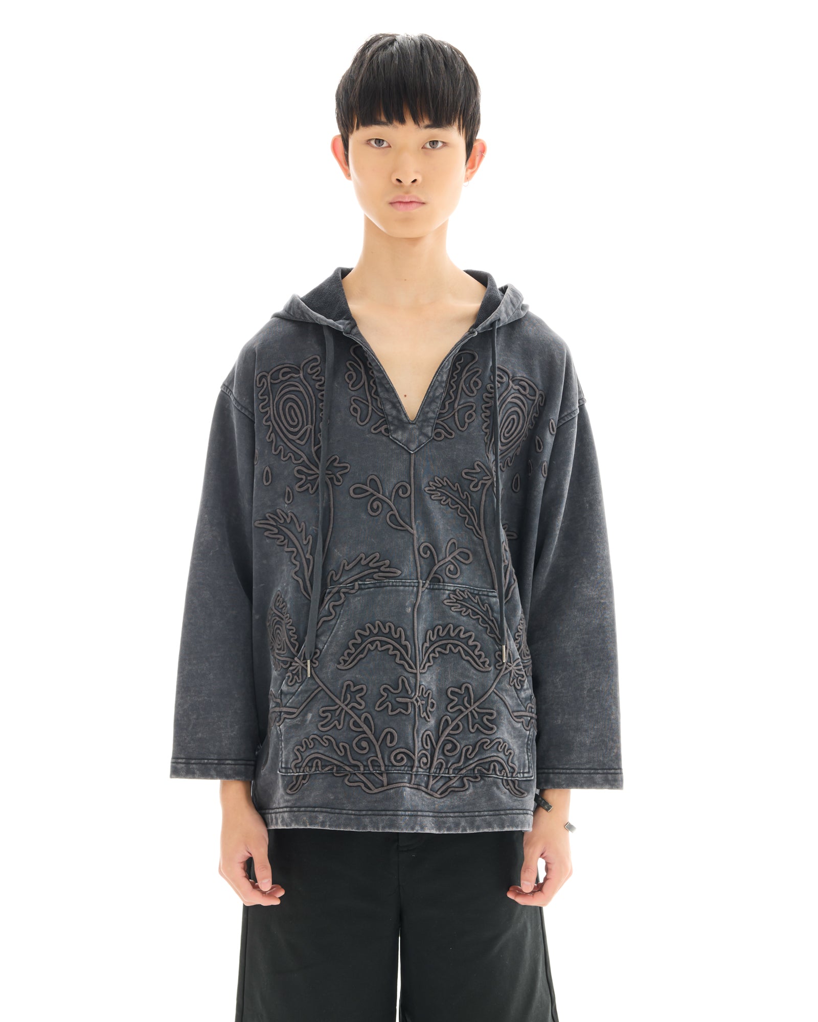 Embroidered Flower Hoodie