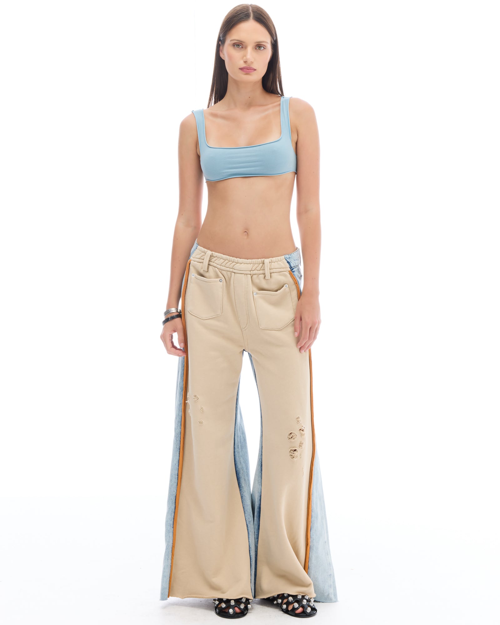 The Tales Denim Patched Sweat Flares