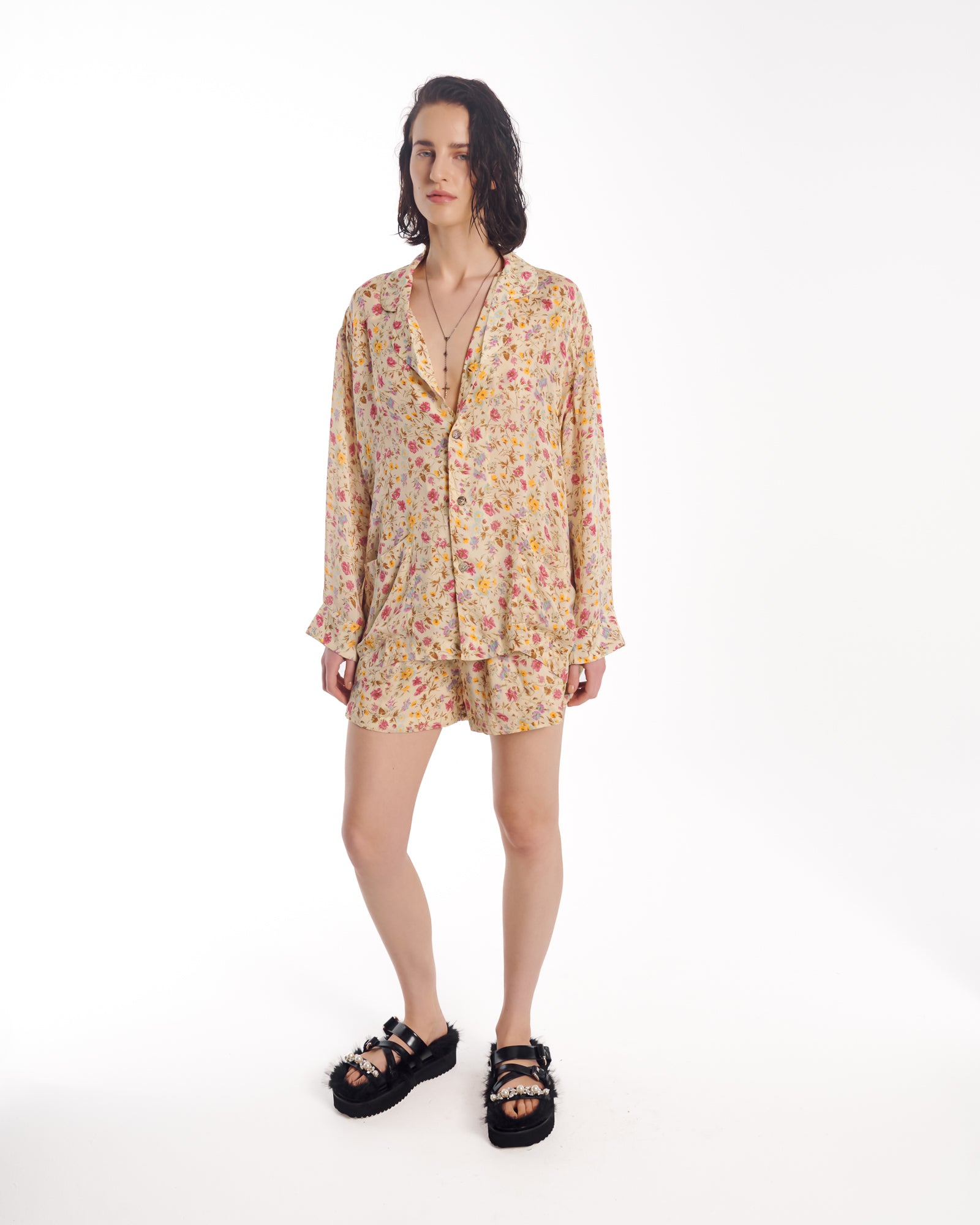 Florence Bloom Crepe Peasant Shirt