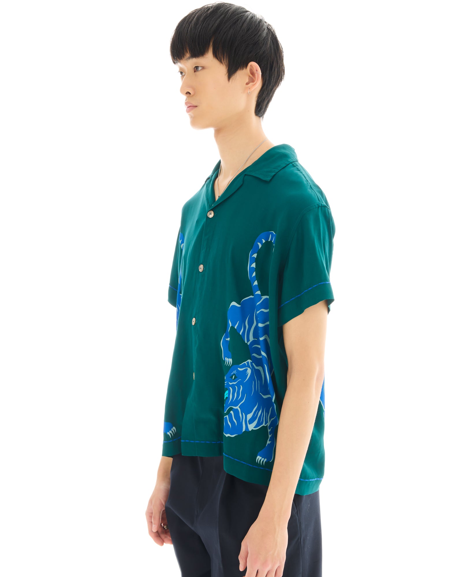 Crouching Tiger Emerald Camp Shirt