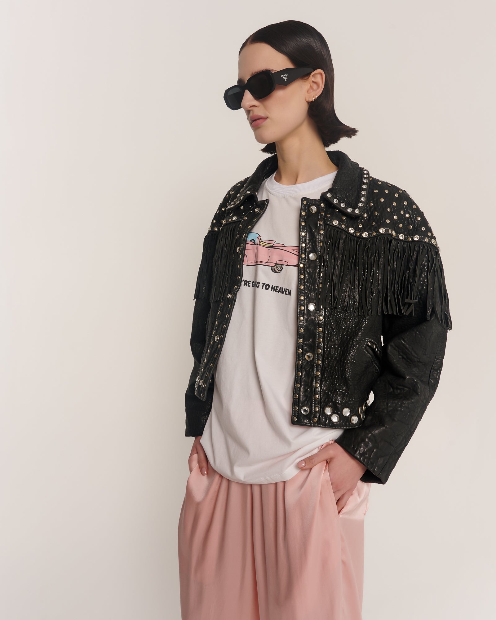 Heaven Sent Me Embellished Fringe Leather Jacket