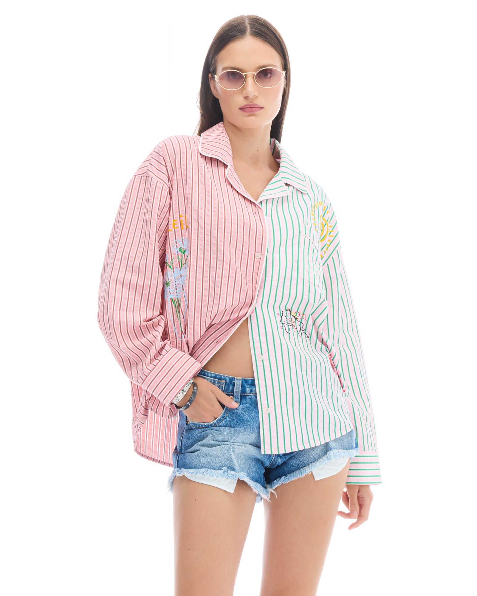 Half n Half Illustrated Soleil Stripe Shirt