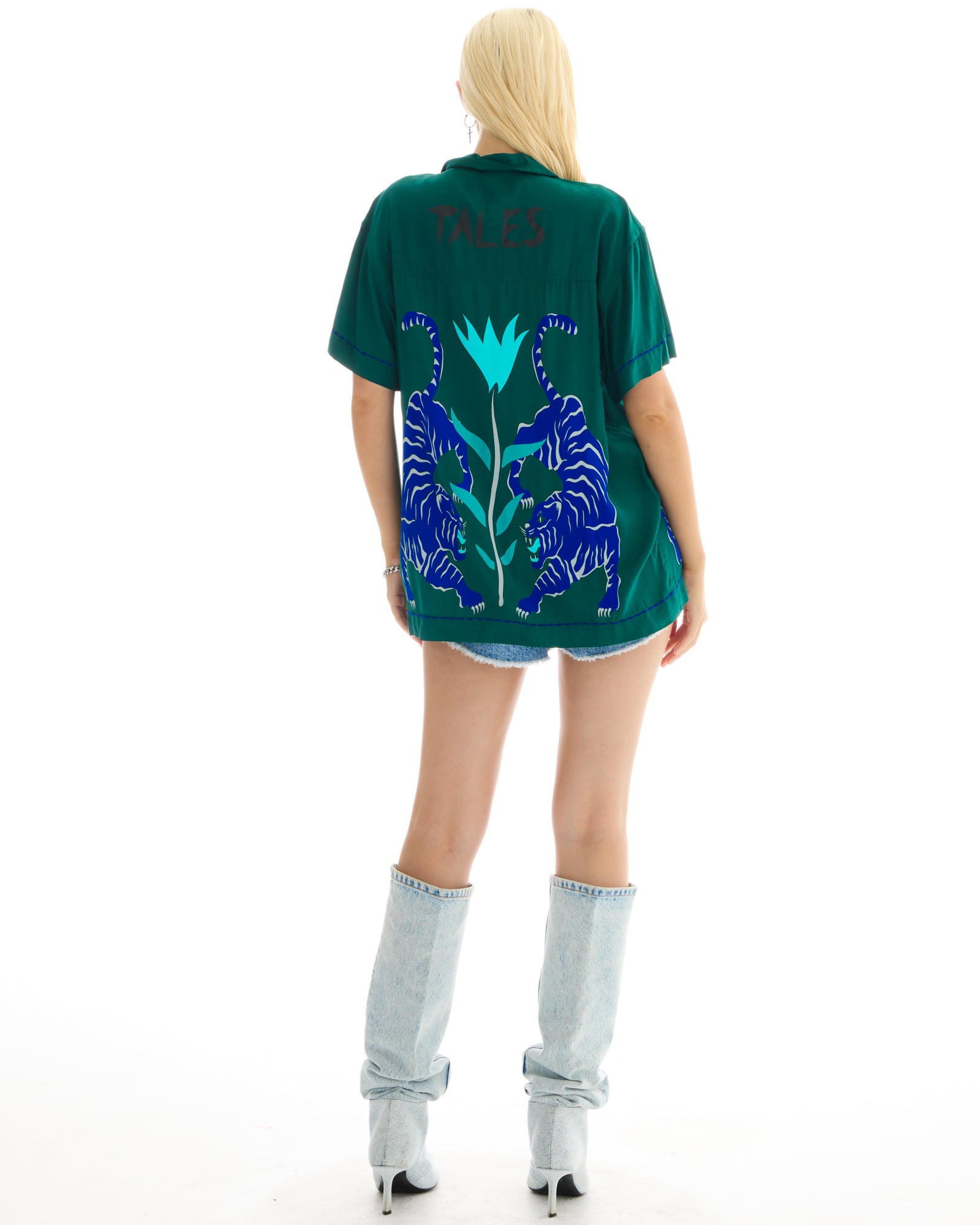 Crouching Tiger Emerald Camp Shirt